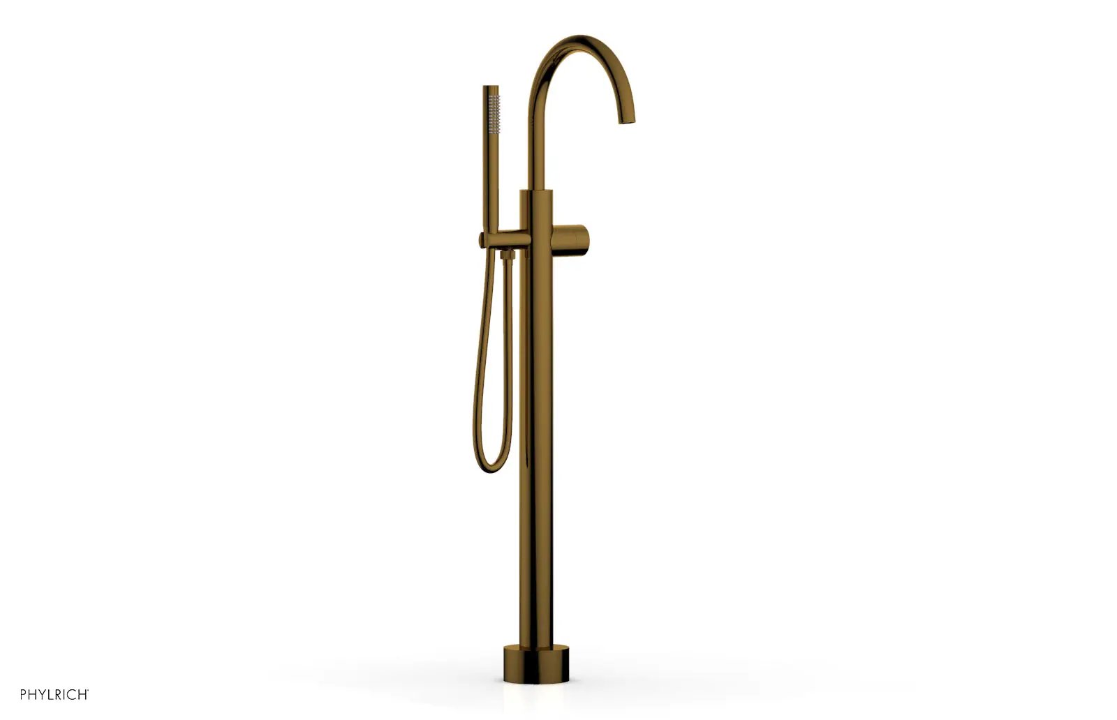 Phylrich BASIC II Tall Floor Mount Tub Filler - Smooth Handle with Hand Shower by Phylrich