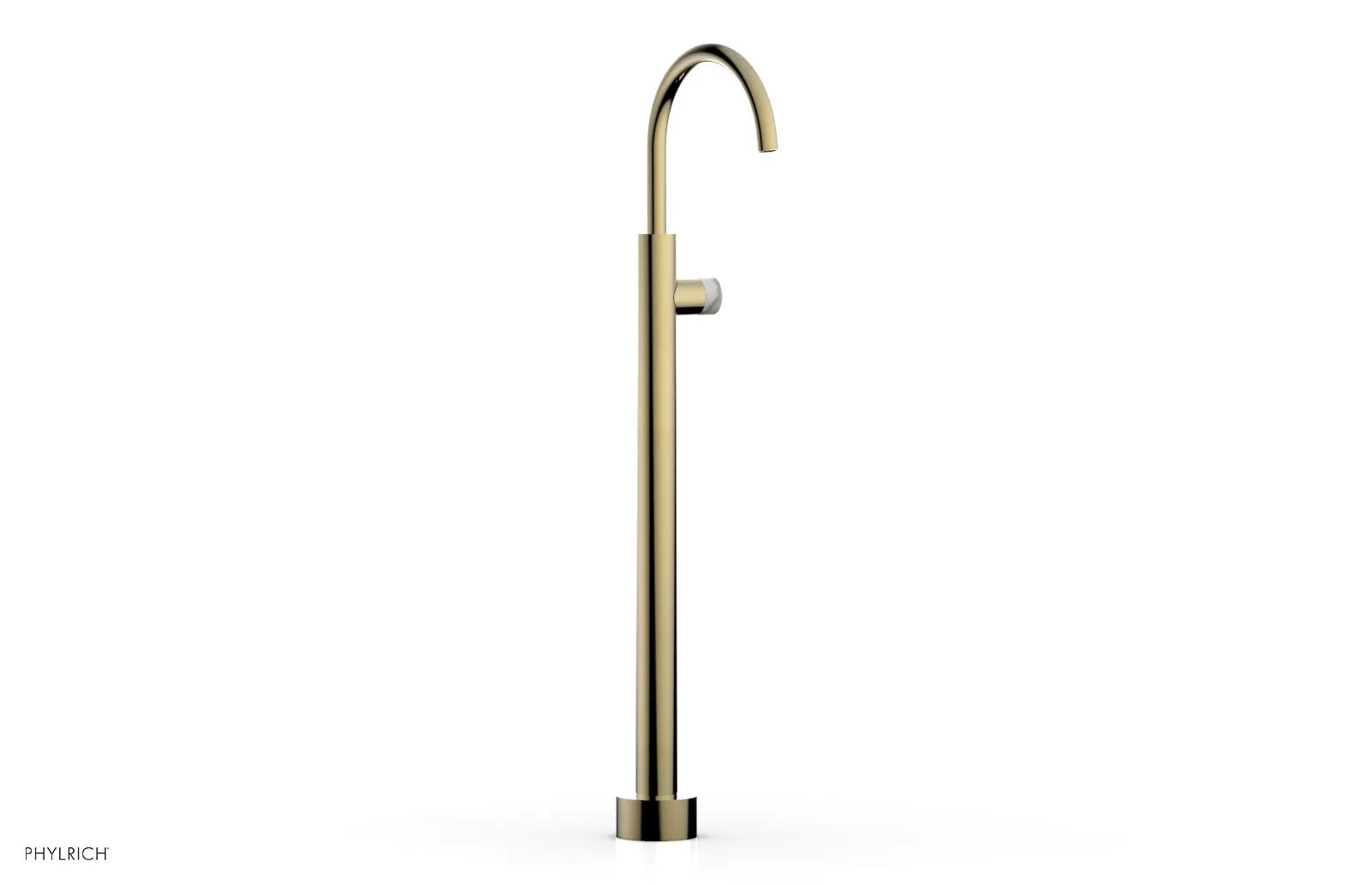 Phylrich BASIC II Tall Floor Mount Tub Filler - Marble Handle by Phylrich
