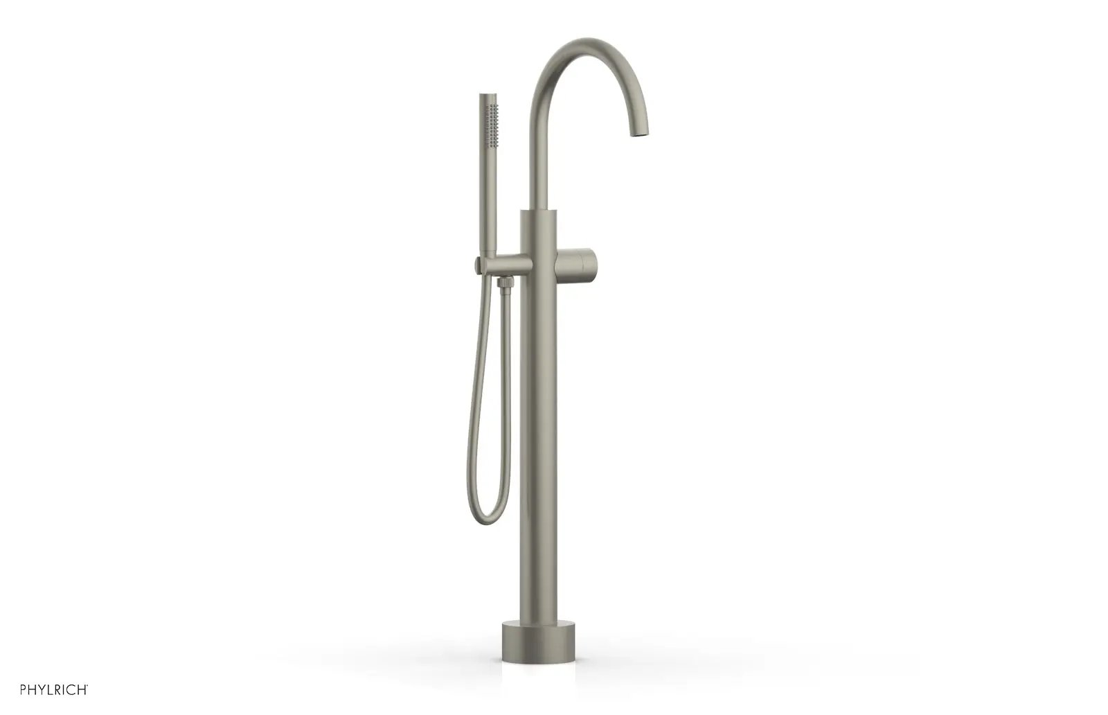 Phylrich BASIC II Low Floor Mount Tub Filler - Smooth Handle with Hand Shower by Phylrich