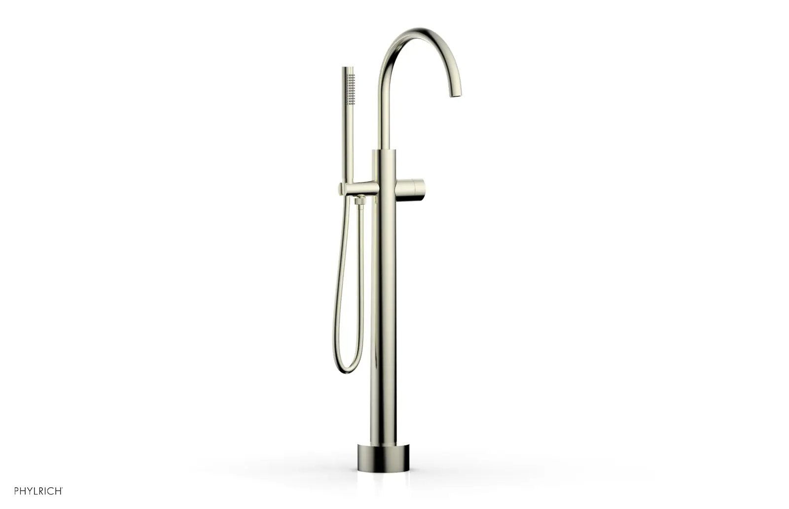Phylrich BASIC II Low Floor Mount Tub Filler - Smooth Handle with Hand Shower by Phylrich