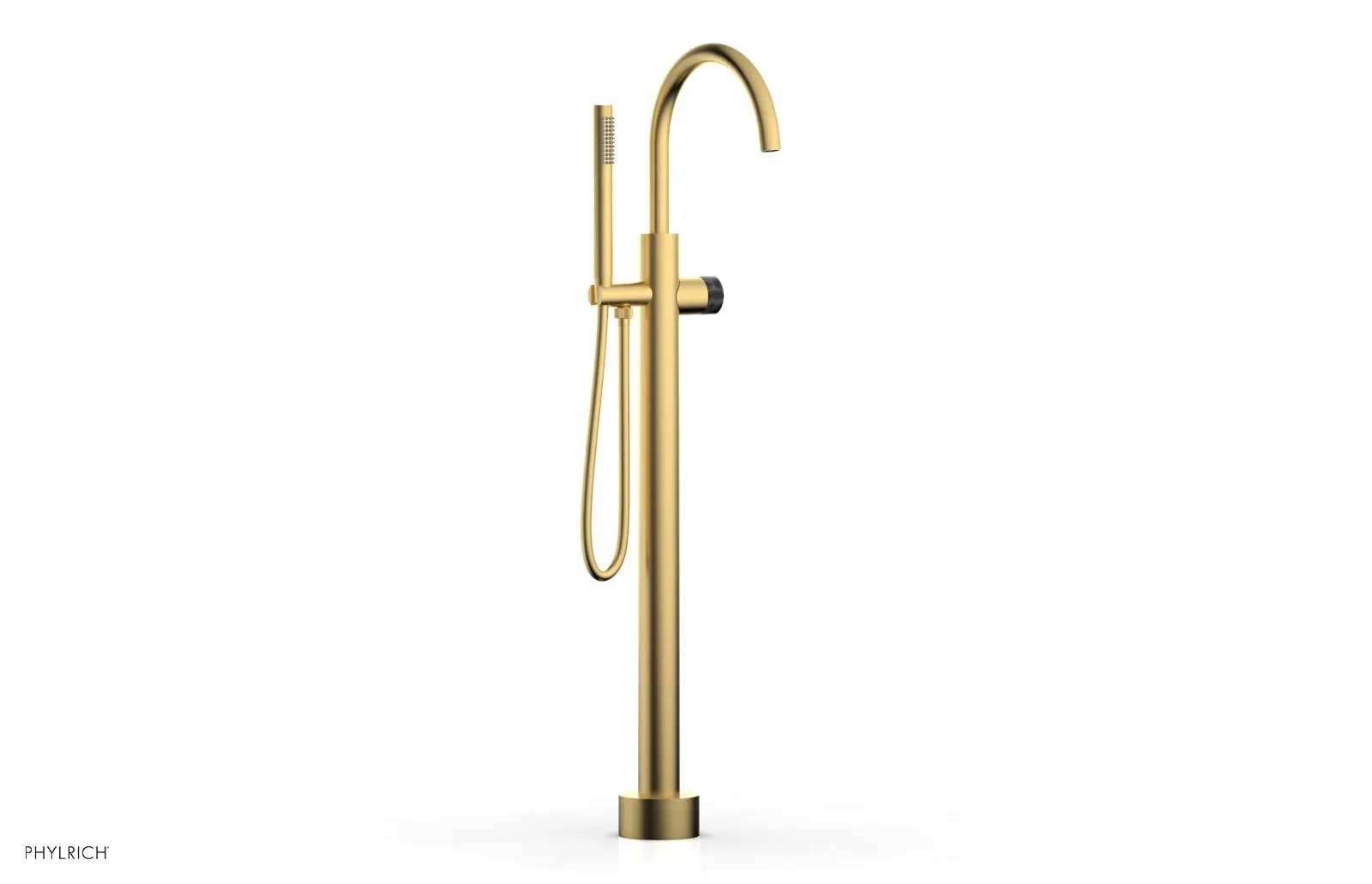 Phylrich BASIC II Tall Floor Mount Tub Filler - Marble Handle with Hand Shower by Phylrich