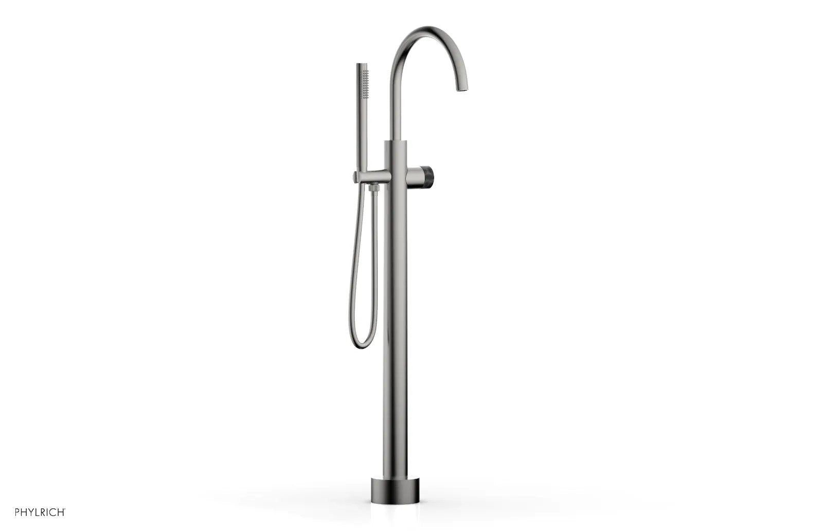 Phylrich BASIC II Tall Floor Mount Tub Filler - Marble Handle with Hand Shower by Phylrich