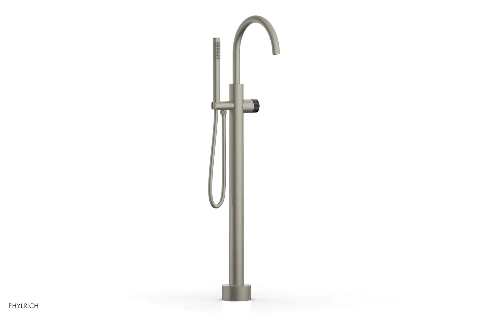 Phylrich BASIC II Tall Floor Mount Tub Filler - Marble Handle with Hand Shower by Phylrich