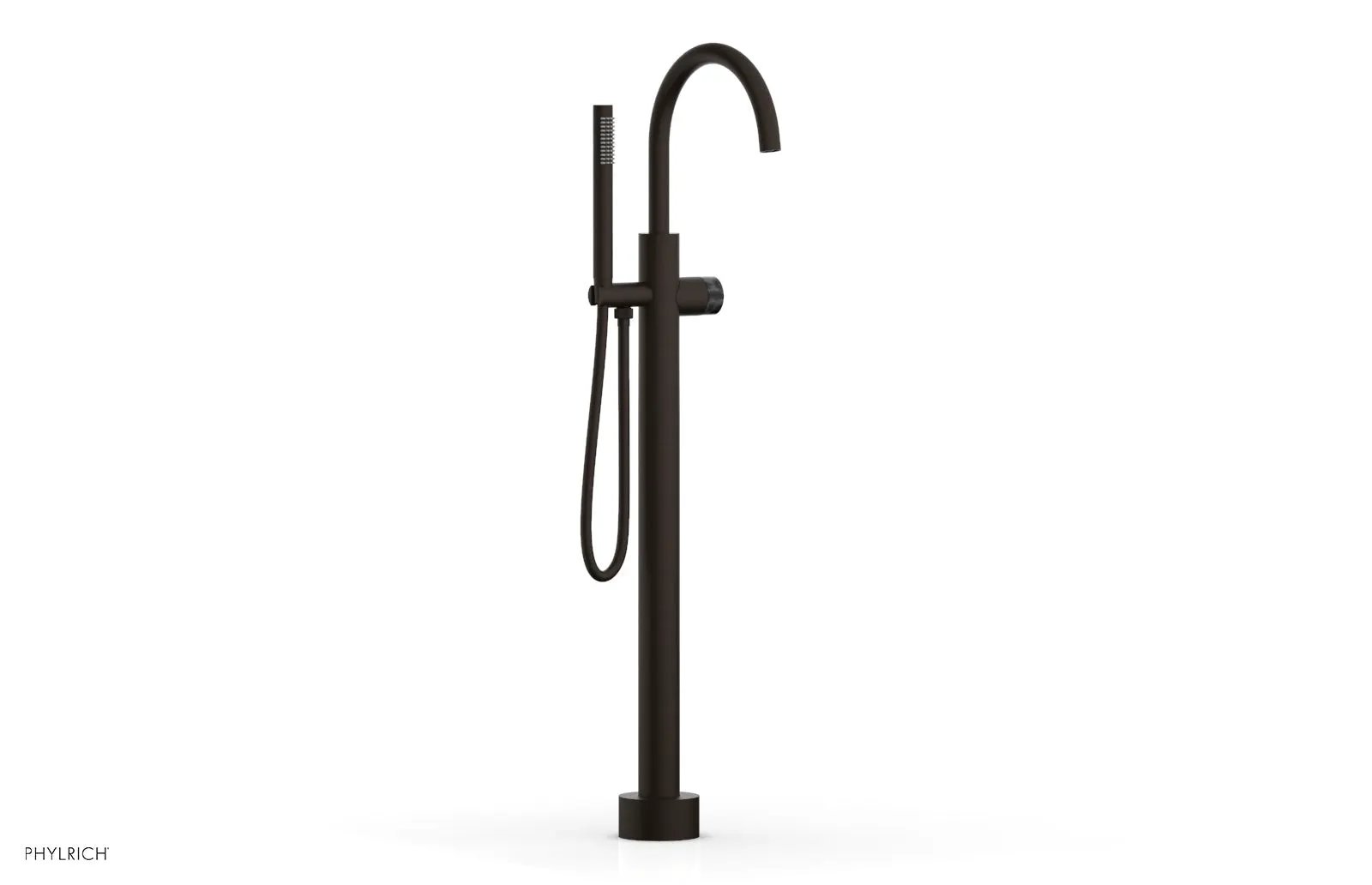 Phylrich BASIC II Tall Floor Mount Tub Filler - Marble Handle with Hand Shower by Phylrich