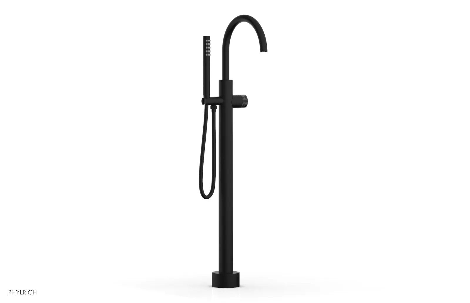 Phylrich BASIC II Tall Floor Mount Tub Filler - Marble Handle with Hand Shower by Phylrich