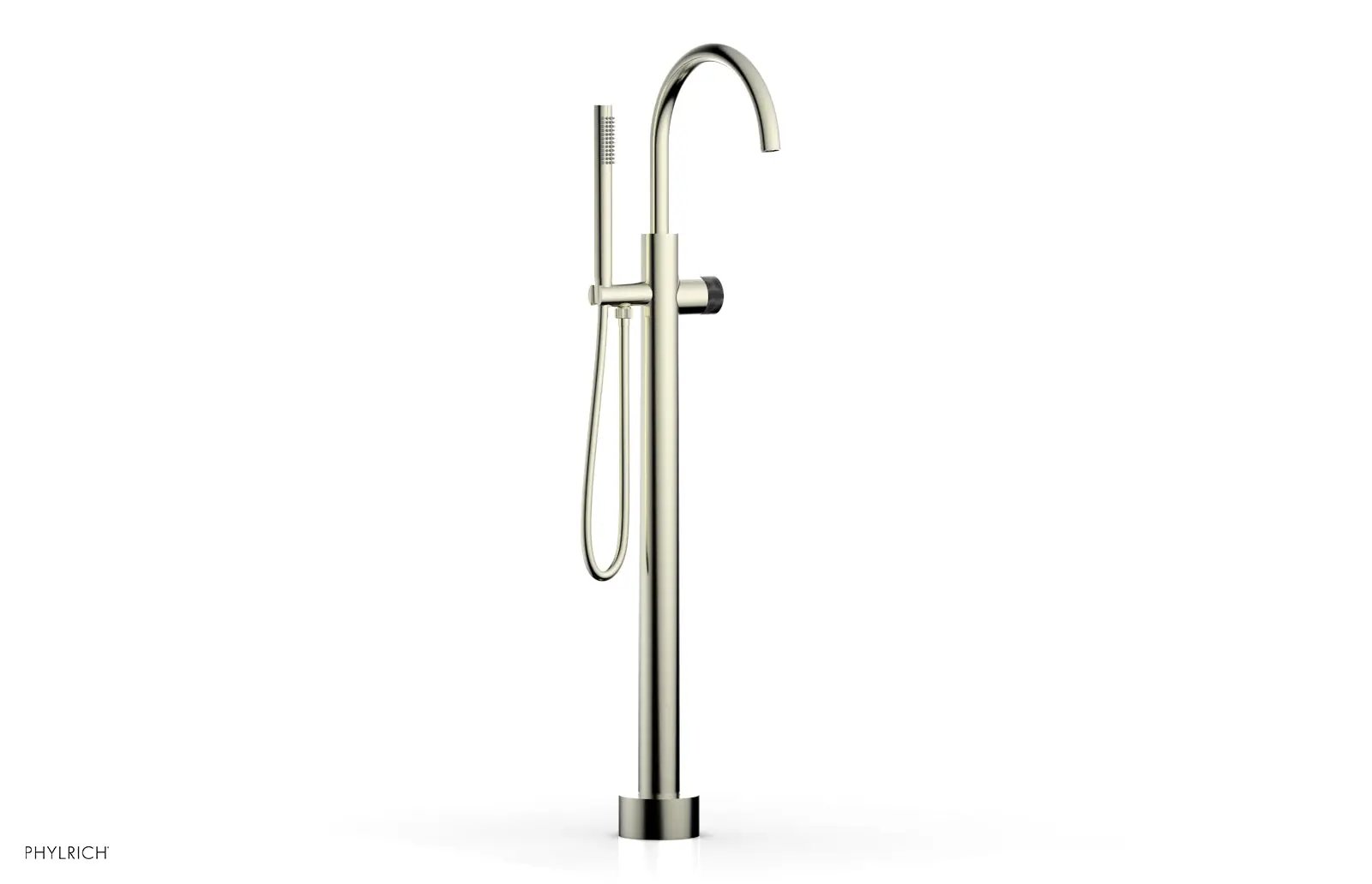 Phylrich BASIC II Tall Floor Mount Tub Filler - Marble Handle with Hand Shower by Phylrich