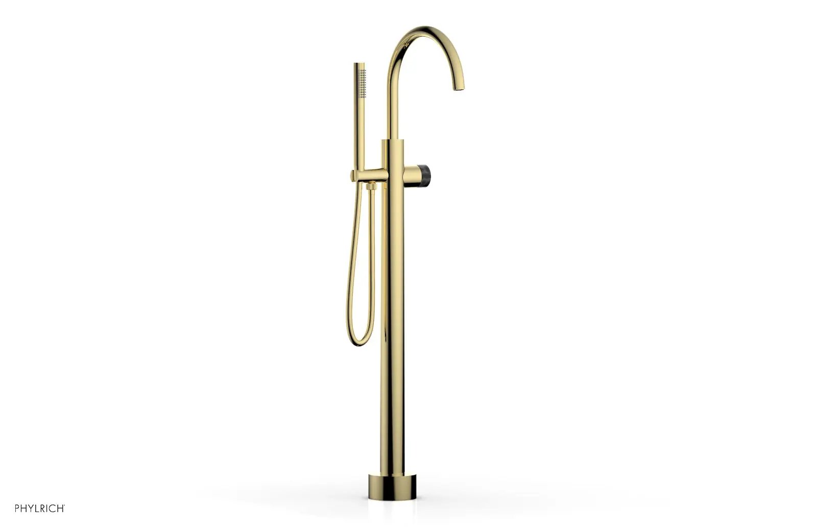 Phylrich BASIC II Tall Floor Mount Tub Filler - Marble Handle with Hand Shower by Phylrich