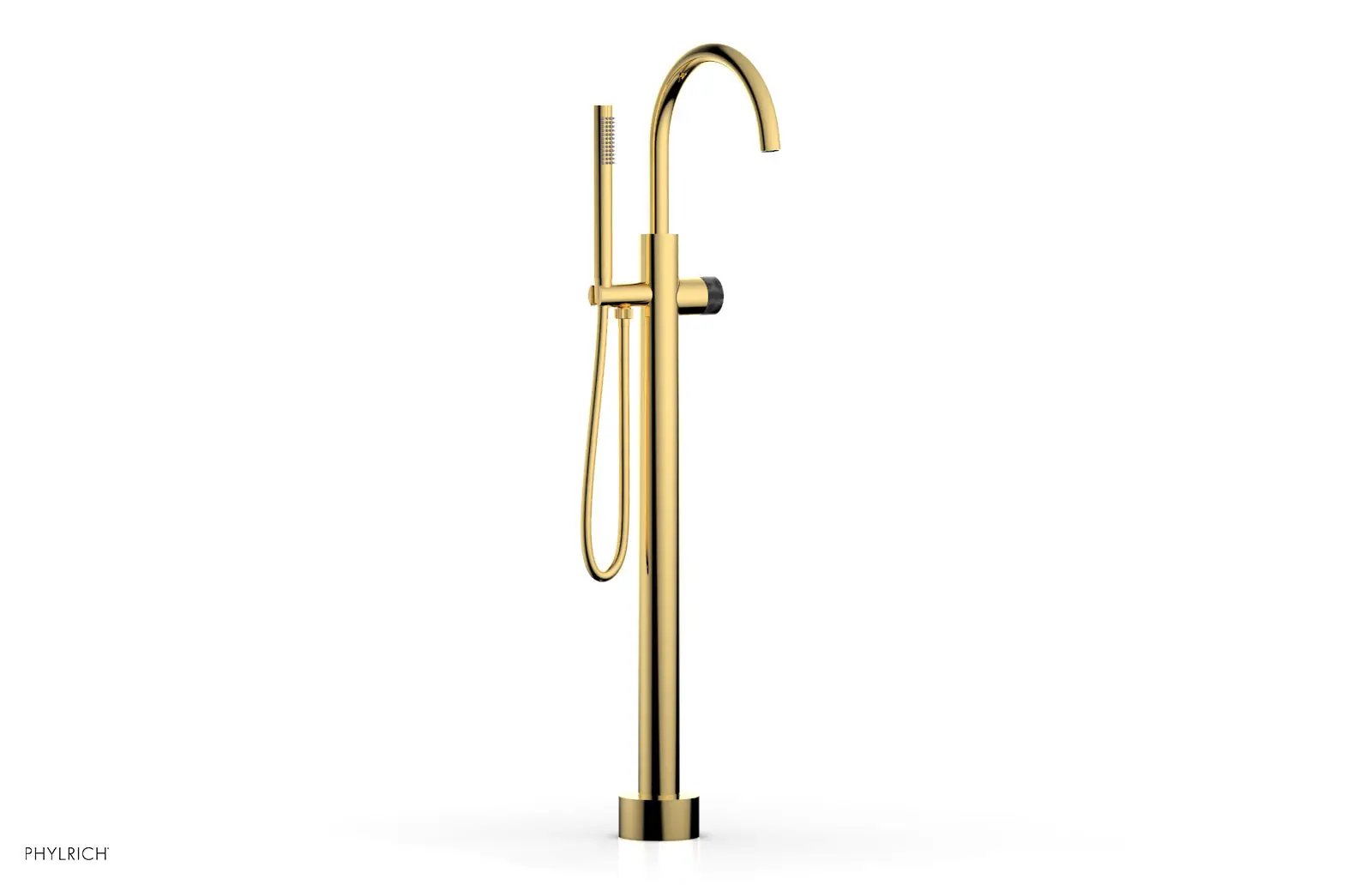 Phylrich BASIC II Tall Floor Mount Tub Filler - Marble Handle with Hand Shower by Phylrich