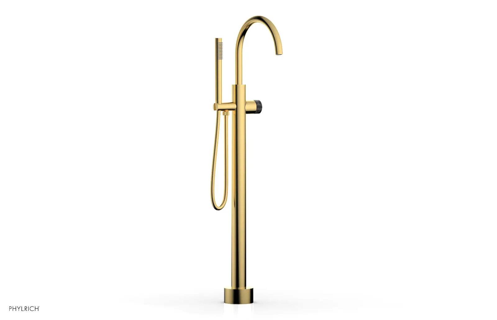 Phylrich BASIC II Tall Floor Mount Tub Filler - Marble Handle with Hand Shower by Phylrich