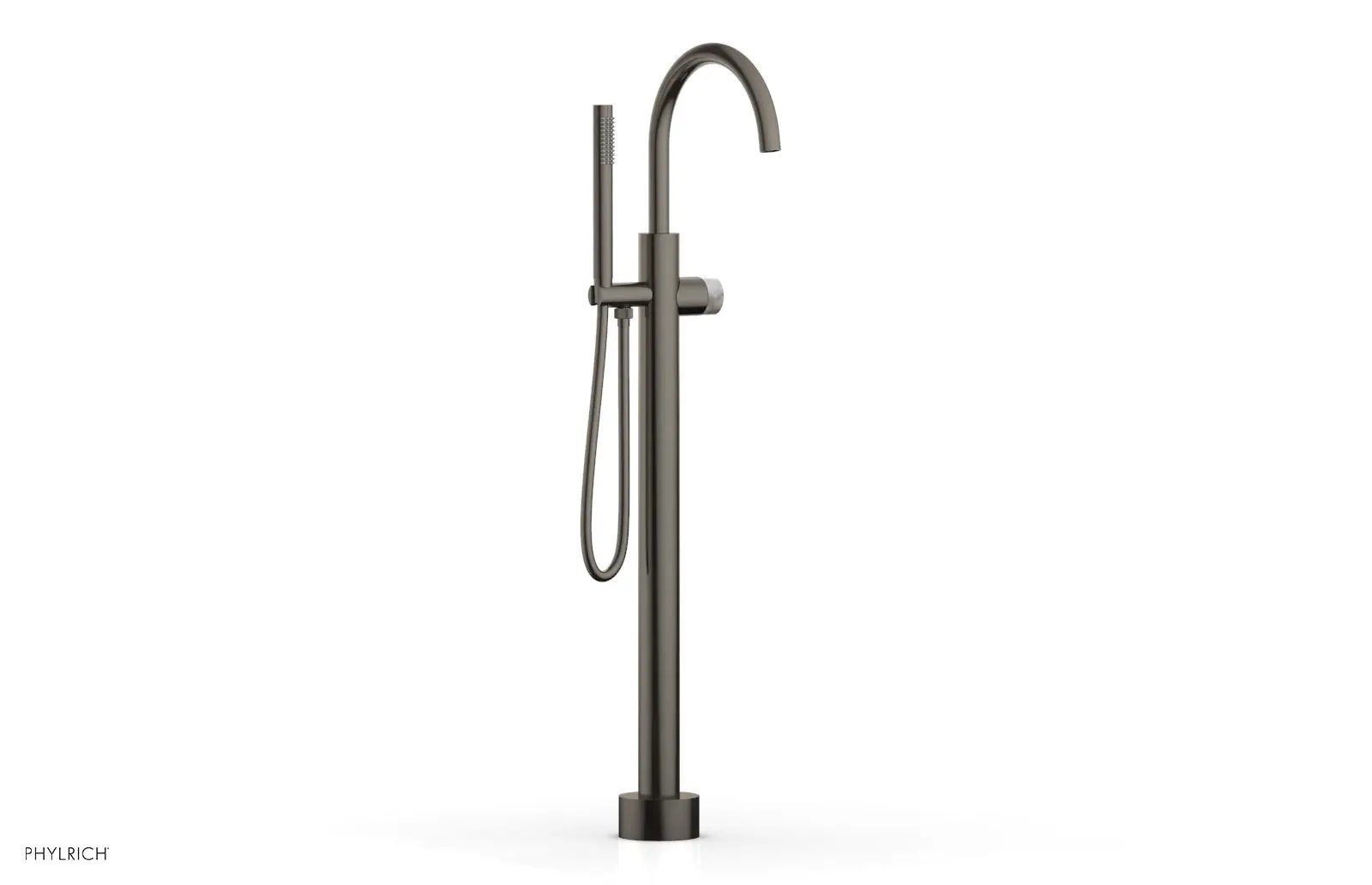 Phylrich BASIC II Tall Floor Mount Tub Filler - Marble Handle with Hand Shower by Phylrich