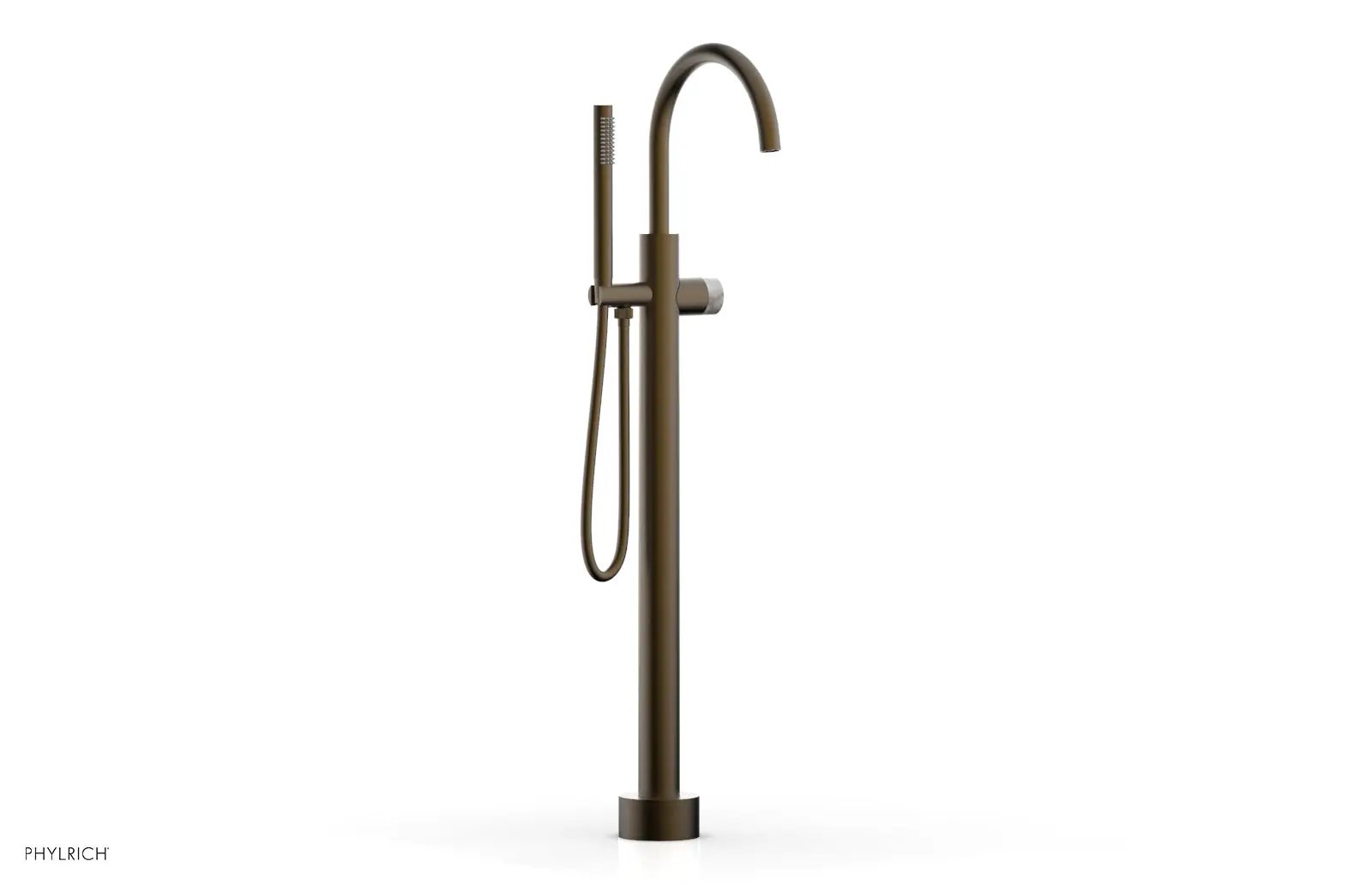Phylrich BASIC II Tall Floor Mount Tub Filler - Marble Handle with Hand Shower by Phylrich