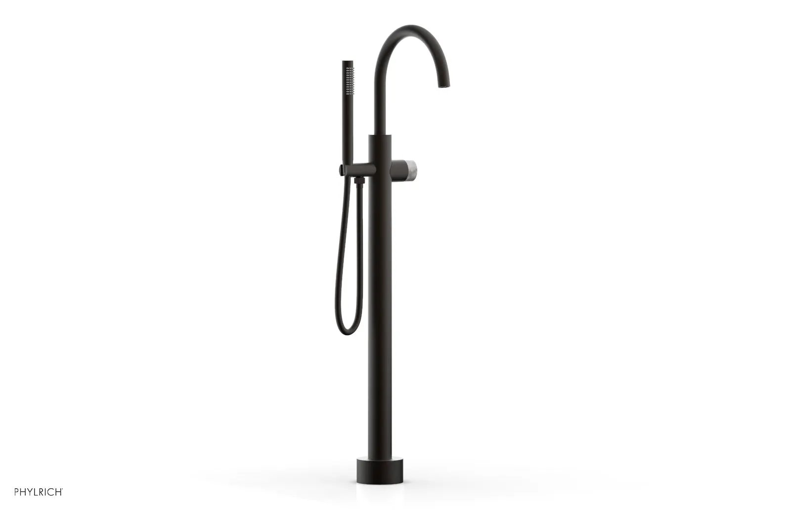 Phylrich BASIC II Tall Floor Mount Tub Filler - Marble Handle with Hand Shower by Phylrich