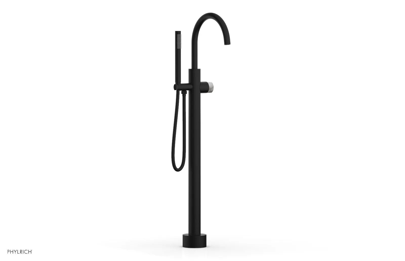 Phylrich BASIC II Tall Floor Mount Tub Filler - Marble Handle with Hand Shower by Phylrich