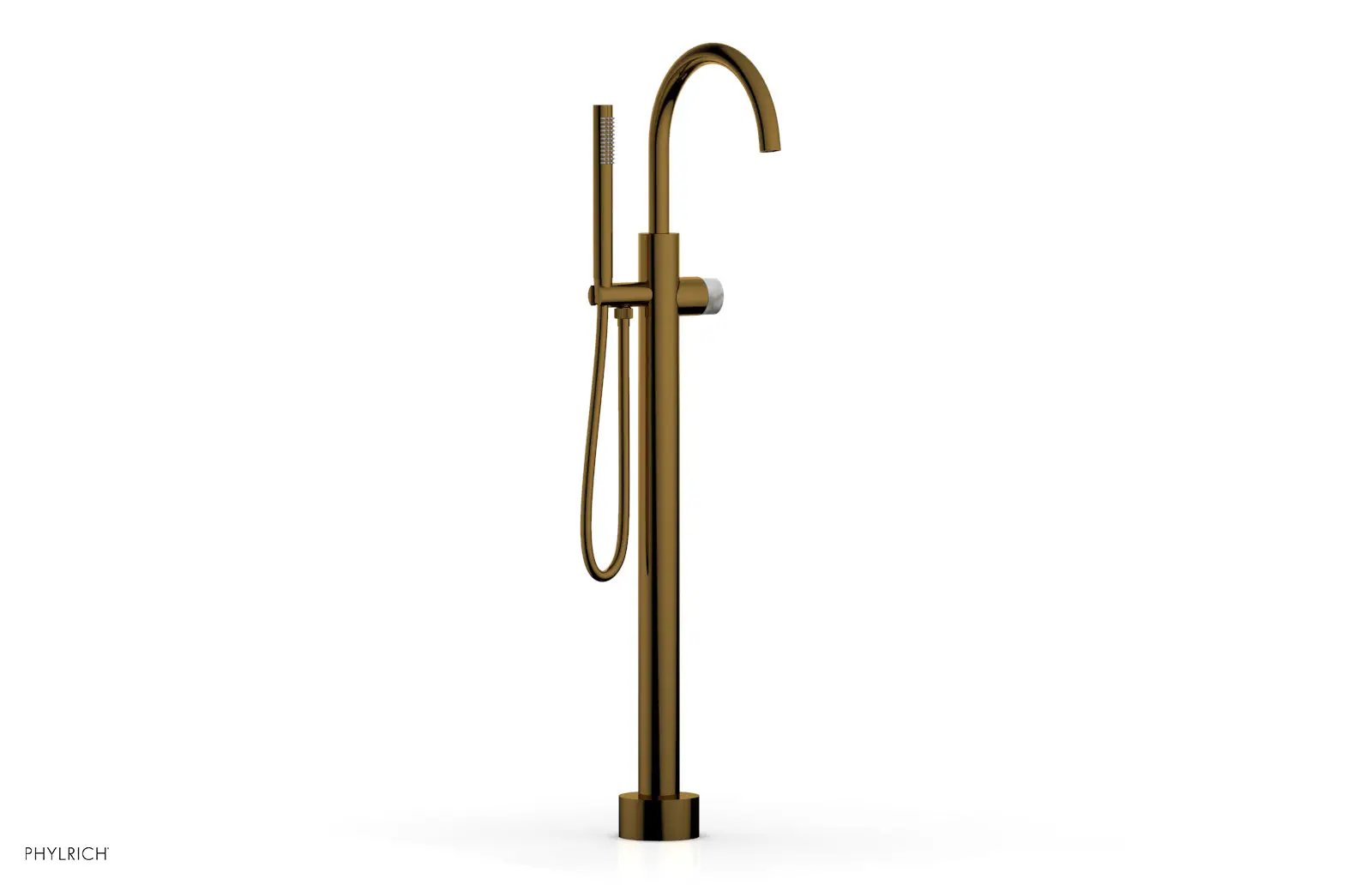 Phylrich BASIC II Tall Floor Mount Tub Filler - Marble Handle with Hand Shower by Phylrich