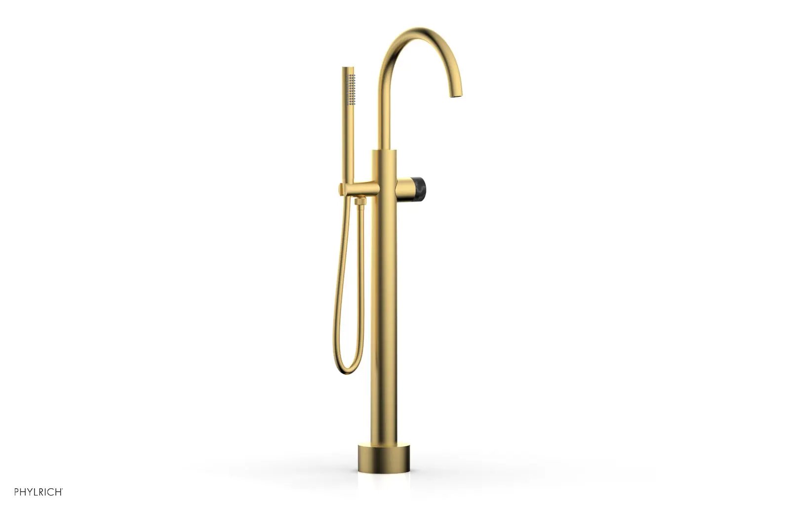 Phylrich BASIC II Low Floor Mount Tub Filler - Marble Handle with Hand Shower by Phylrich