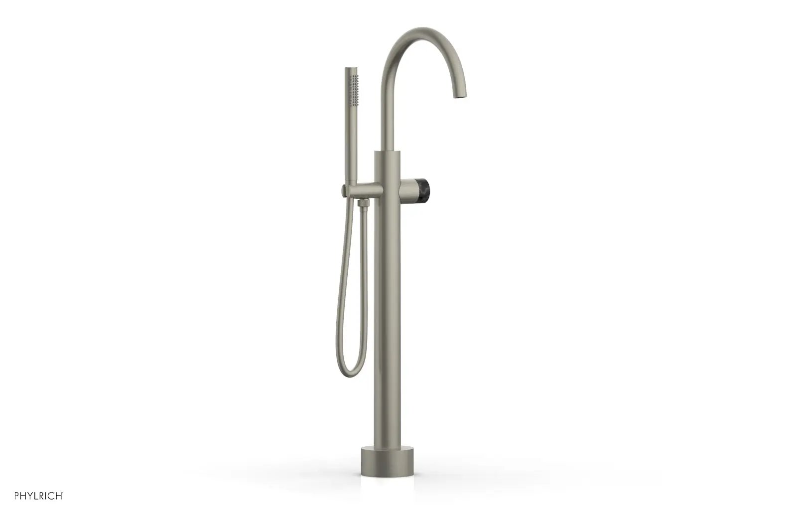 Phylrich BASIC II Low Floor Mount Tub Filler - Marble Handle with Hand Shower by Phylrich