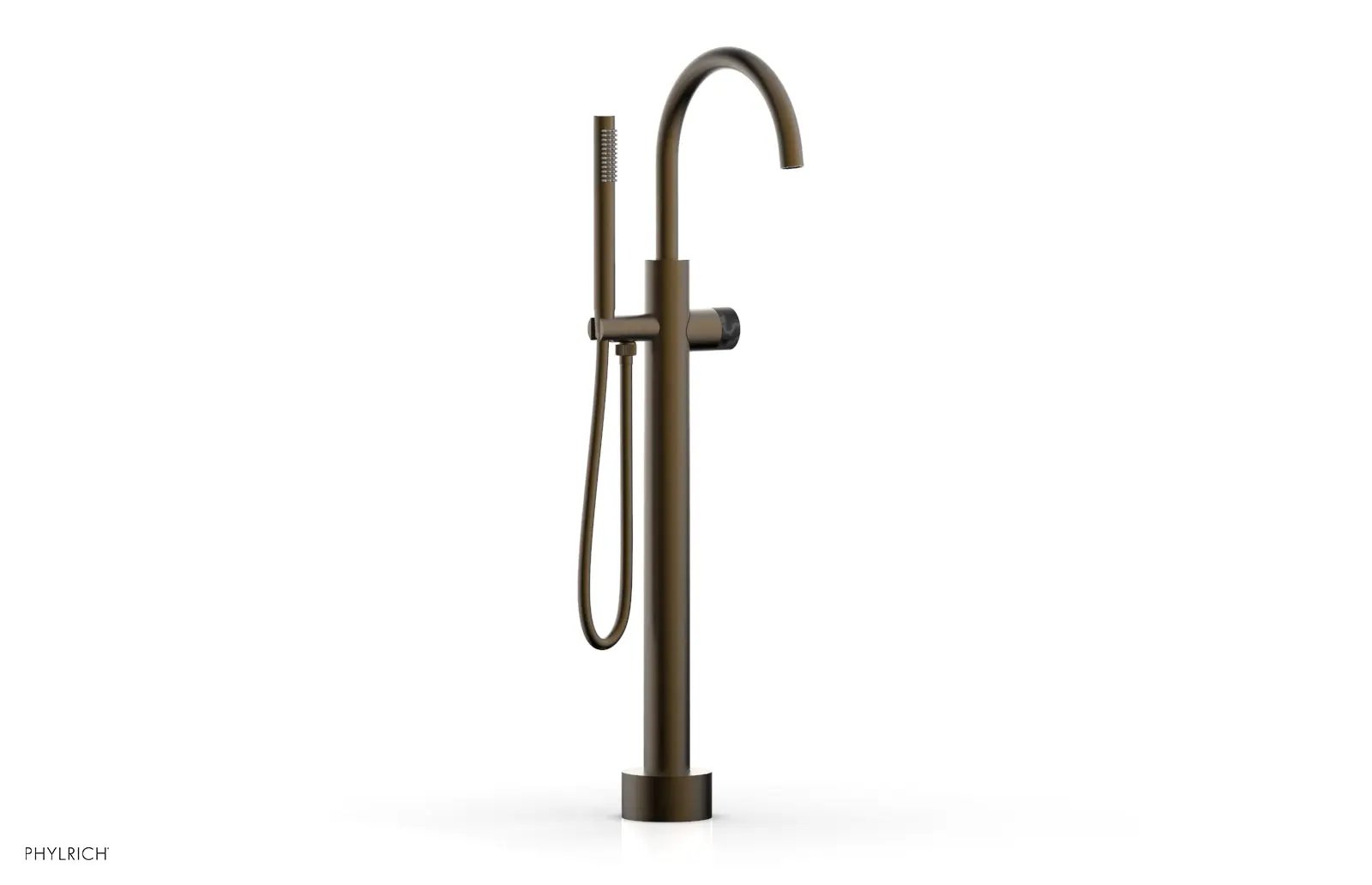 Phylrich BASIC II Low Floor Mount Tub Filler - Marble Handle with Hand Shower by Phylrich