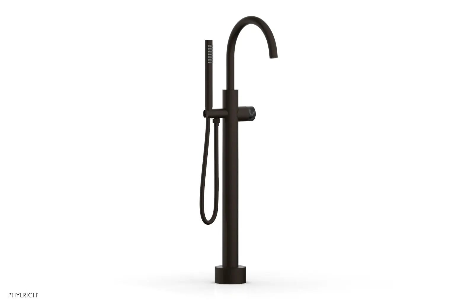 Phylrich BASIC II Low Floor Mount Tub Filler - Marble Handle with Hand Shower by Phylrich