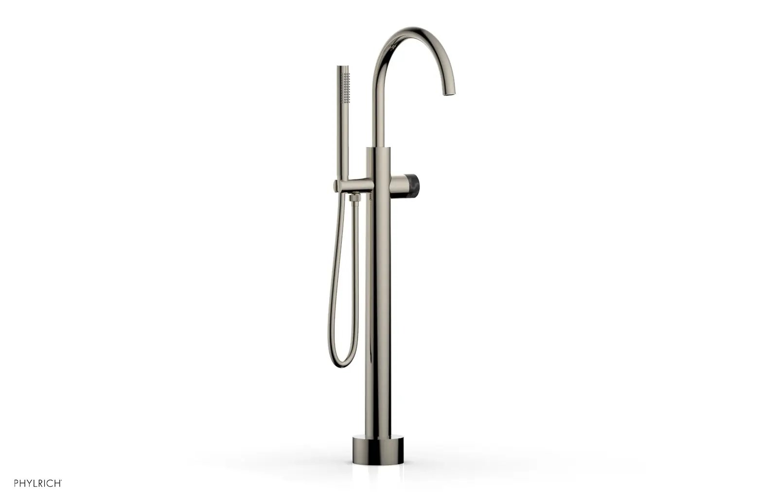 Phylrich BASIC II Low Floor Mount Tub Filler - Marble Handle with Hand Shower by Phylrich