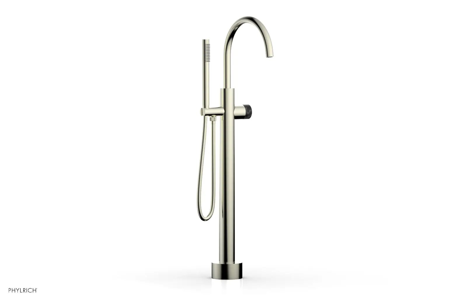 Phylrich BASIC II Low Floor Mount Tub Filler - Marble Handle with Hand Shower by Phylrich