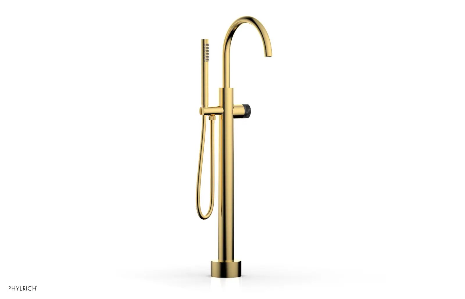 Phylrich BASIC II Low Floor Mount Tub Filler - Marble Handle with Hand Shower by Phylrich