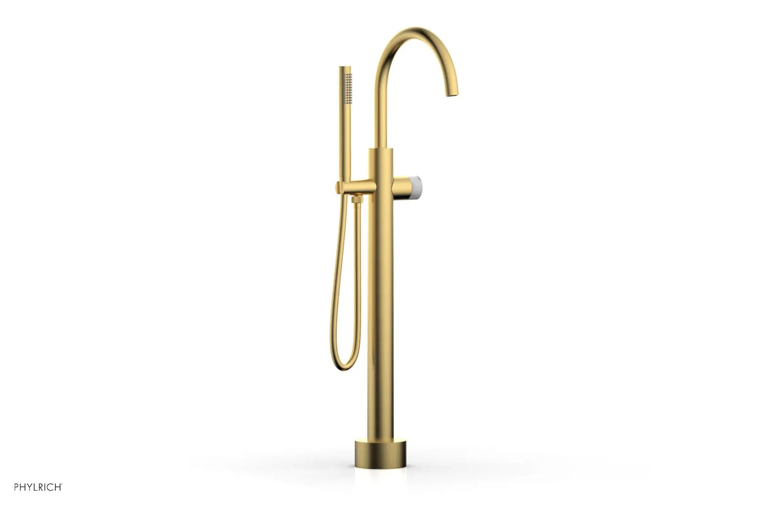 Phylrich BASIC II Low Floor Mount Tub Filler - Marble Handle with Hand Shower by Phylrich