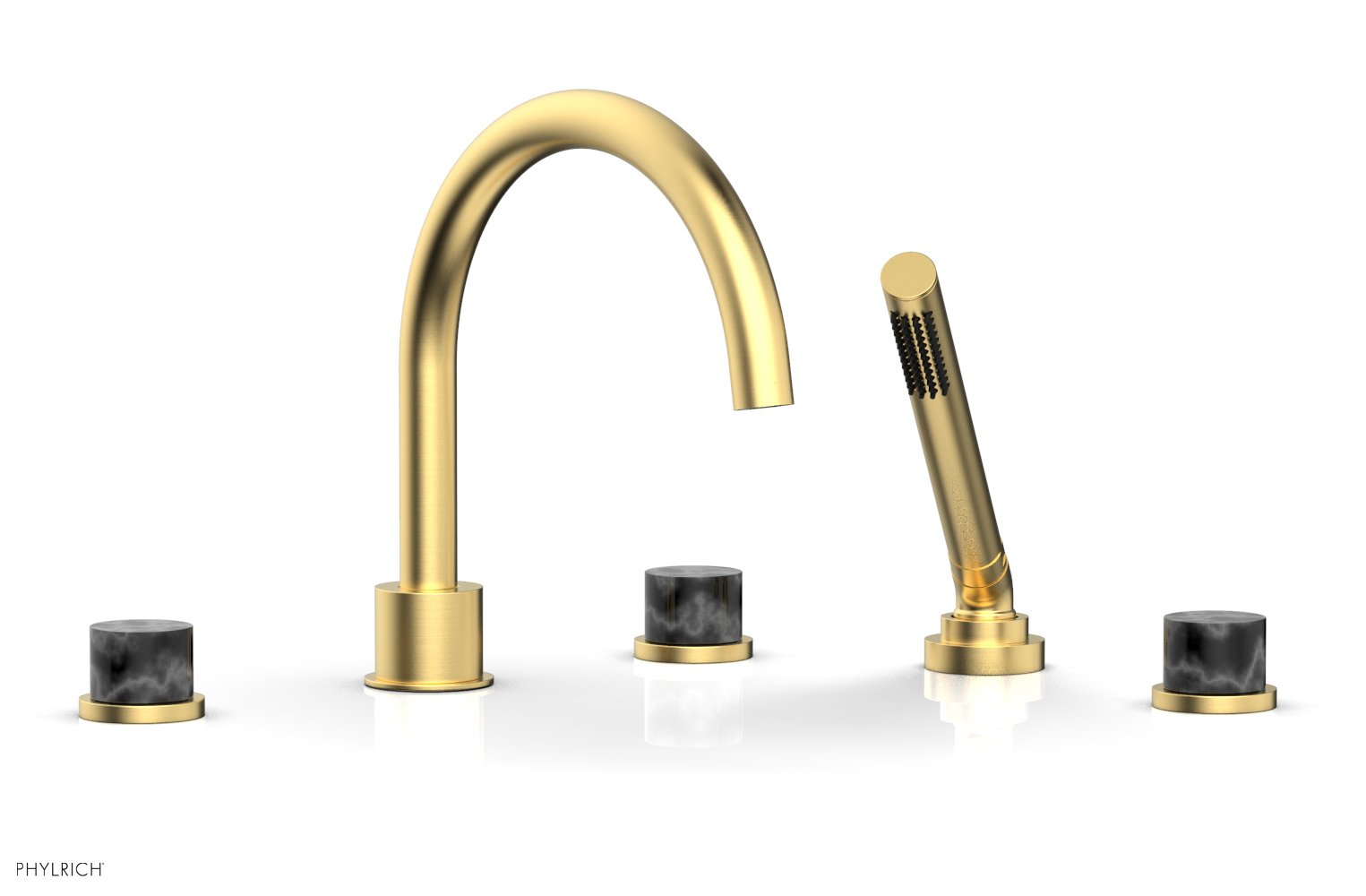 Phylrich BASIC II Deck Tub Set with Hand Shower - Black Marble