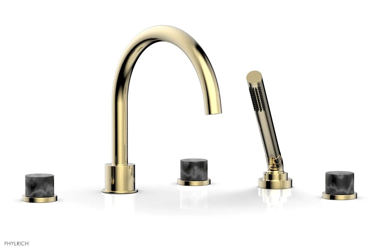Phylrich BASIC II Deck Tub Set with Hand Shower - Black Marble by Phylrich