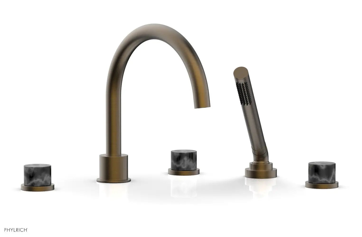 Phylrich BASIC II Deck Tub Set with Hand Shower - Black Marble by Phylrich