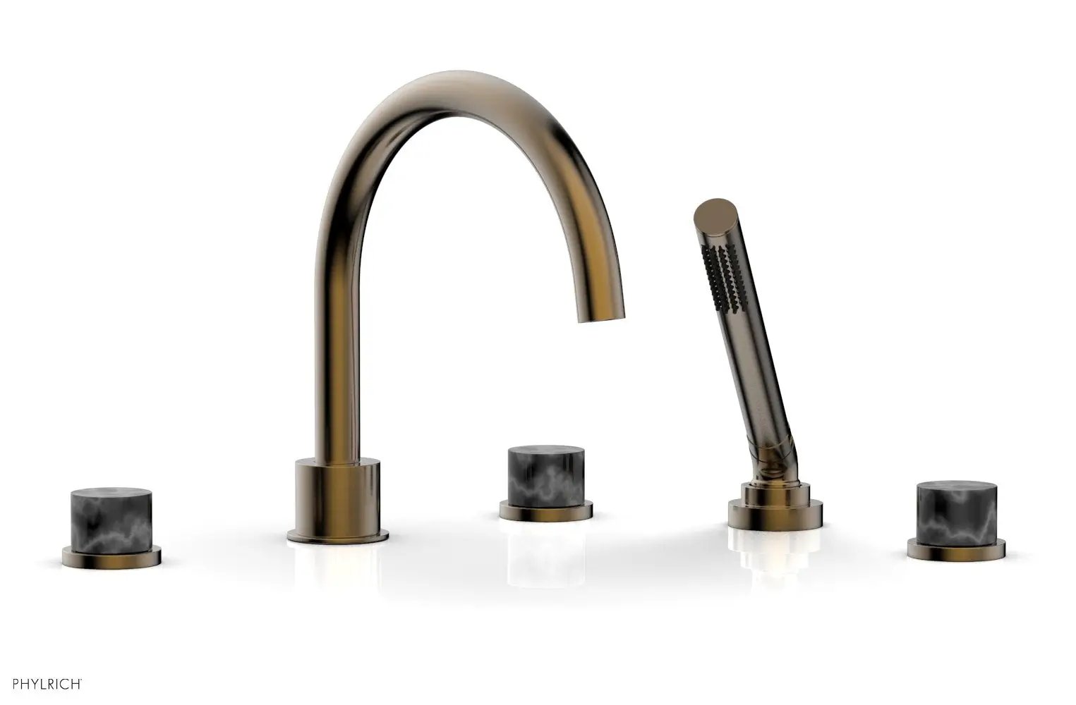 Phylrich BASIC II Deck Tub Set with Hand Shower - Black Marble by Phylrich