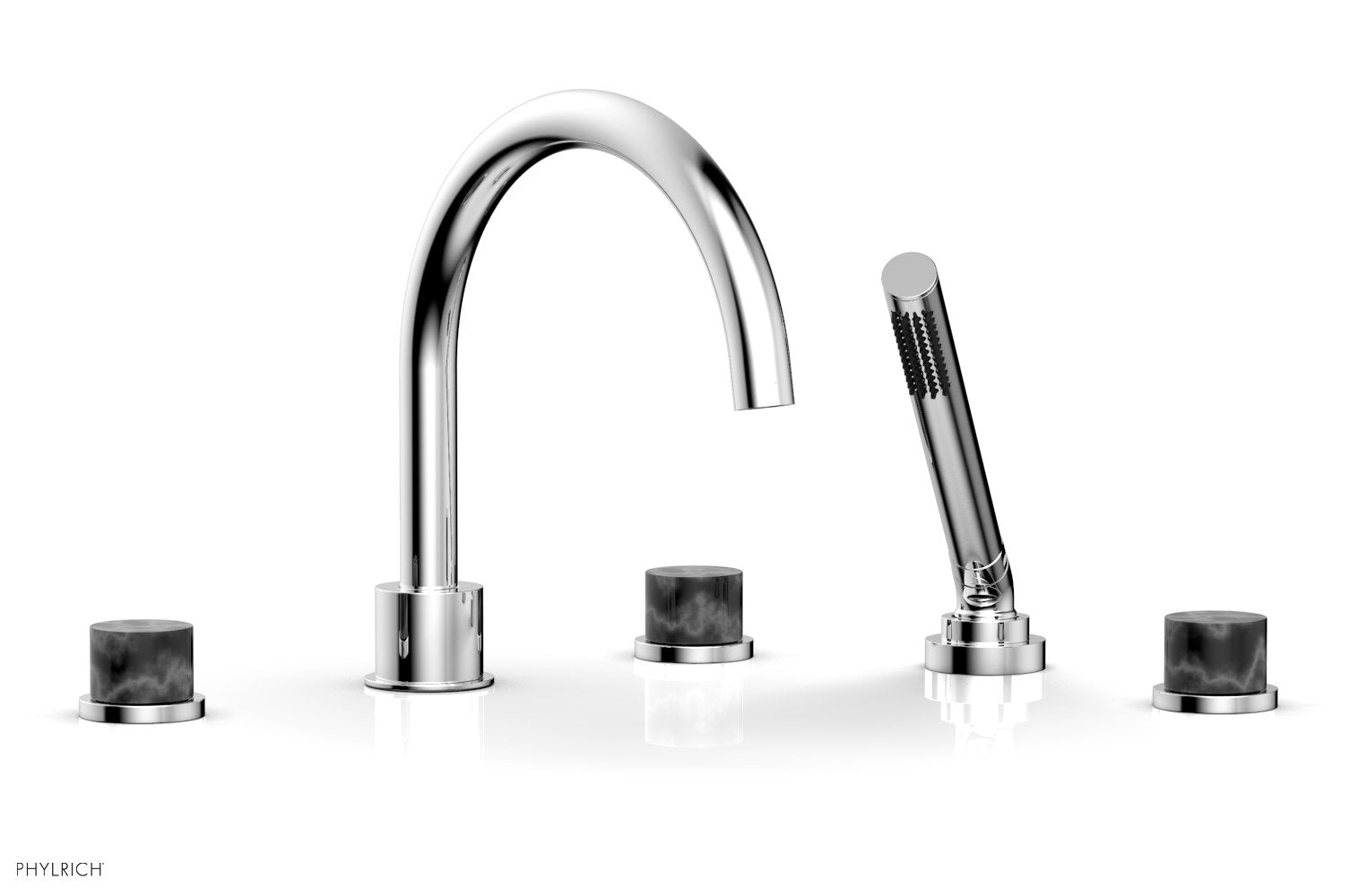 polished chrome deck tub set