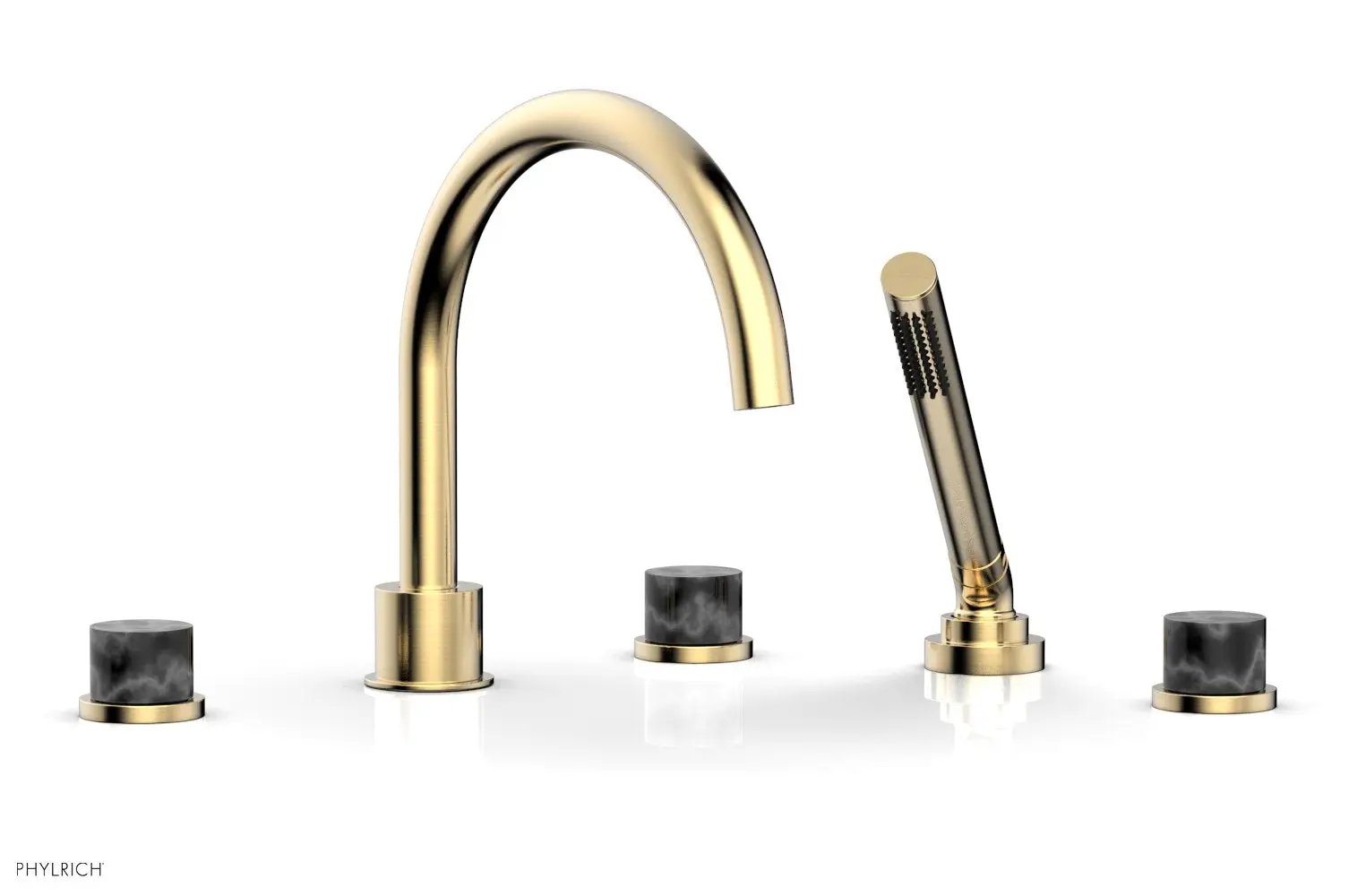 Phylrich BASIC II Deck Tub Set with Hand Shower - Black Marble by Phylrich