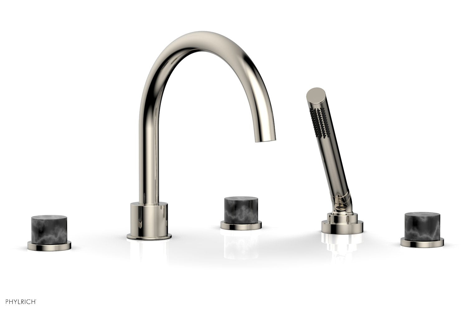 Phylrich BASIC II Deck Tub Set with Hand Shower - Black Marble