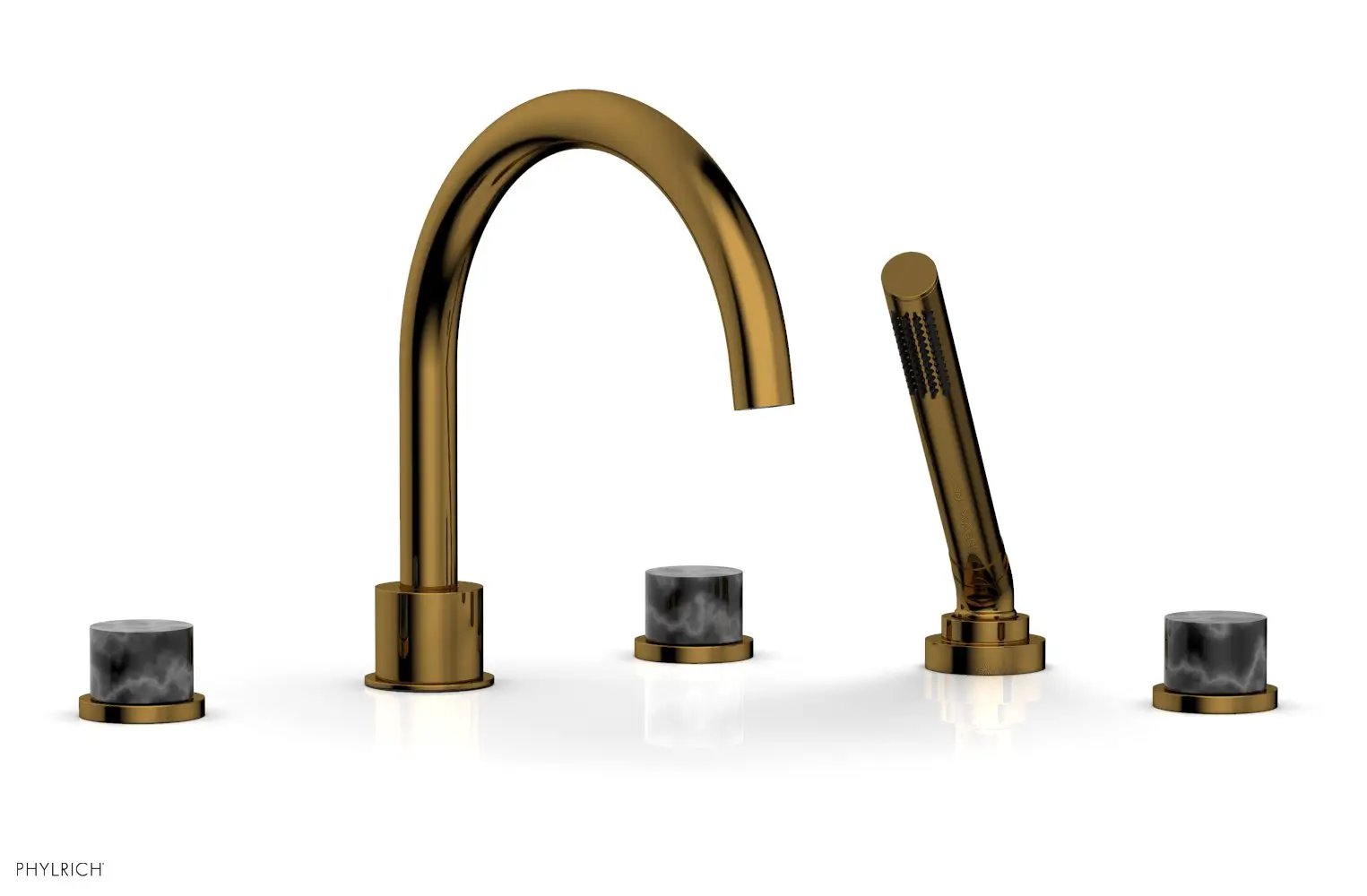 Phylrich BASIC II Deck Tub Set with Hand Shower - Black Marble by Phylrich