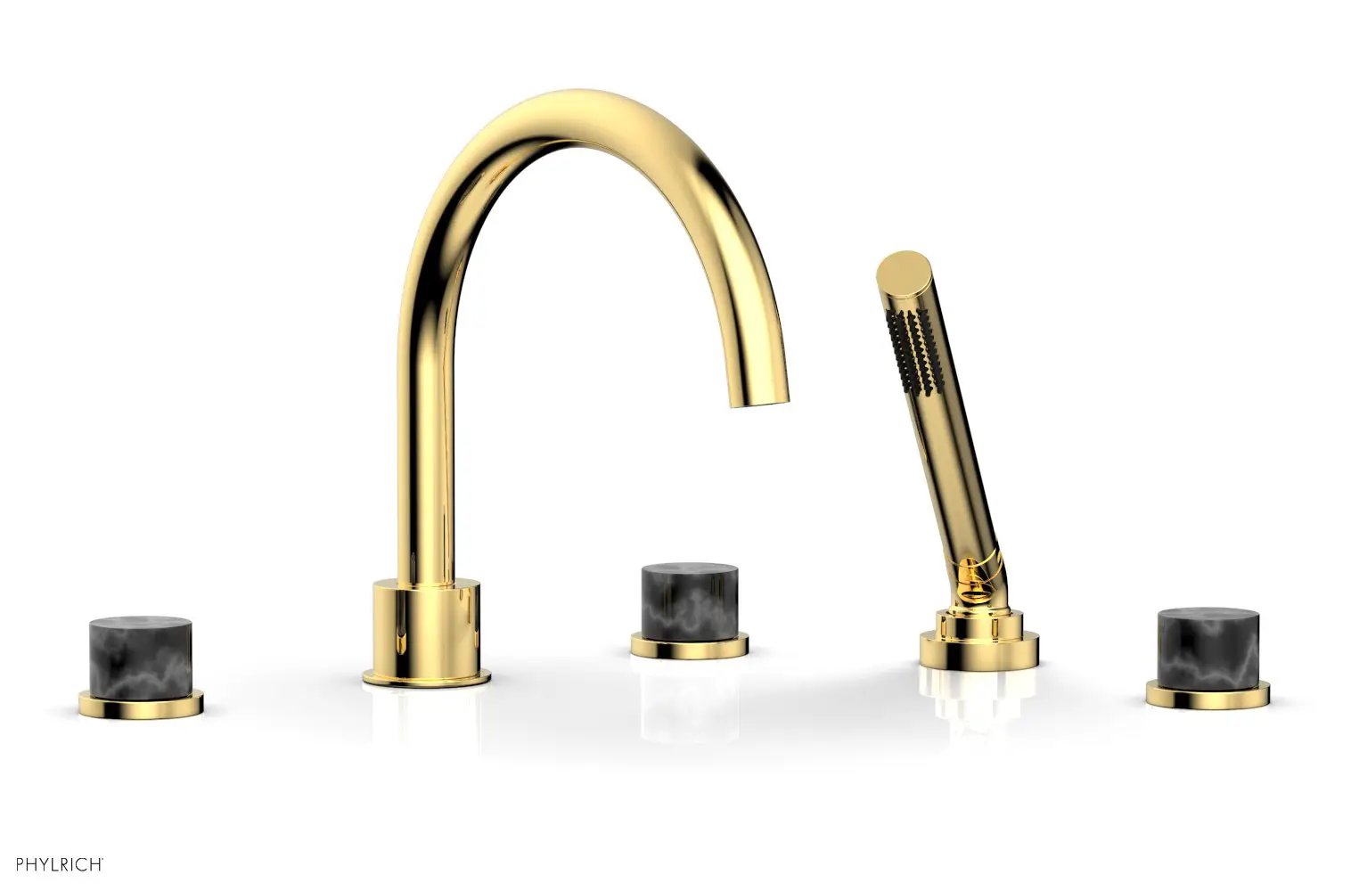 Phylrich BASIC II Deck Tub Set with Hand Shower - Black Marble by Phylrich