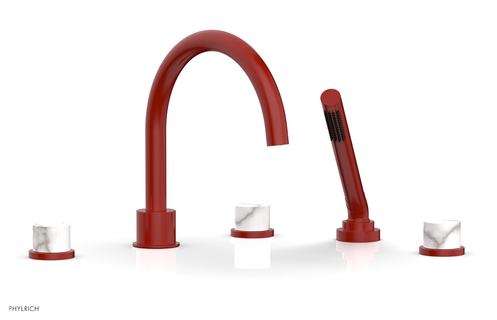 Phylrich BASIC II Deck Tub Set with Hand Shower - White Marble