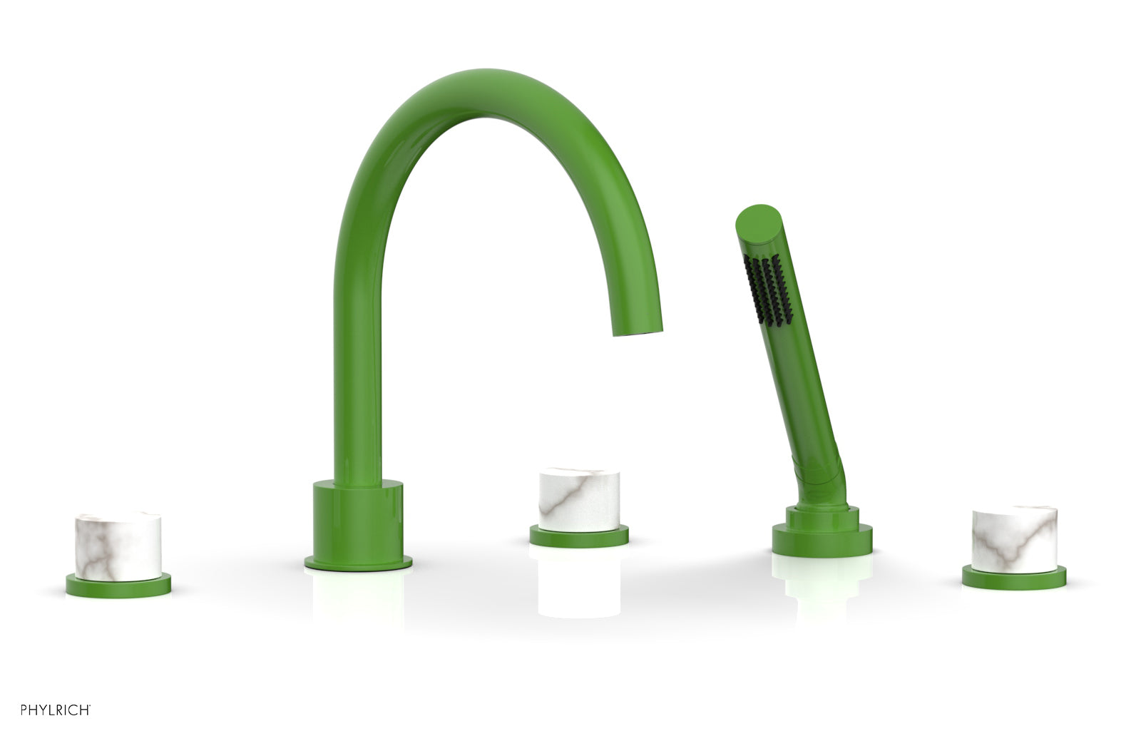 Phylrich BASIC II Deck Tub Set with Hand Shower - White Marble