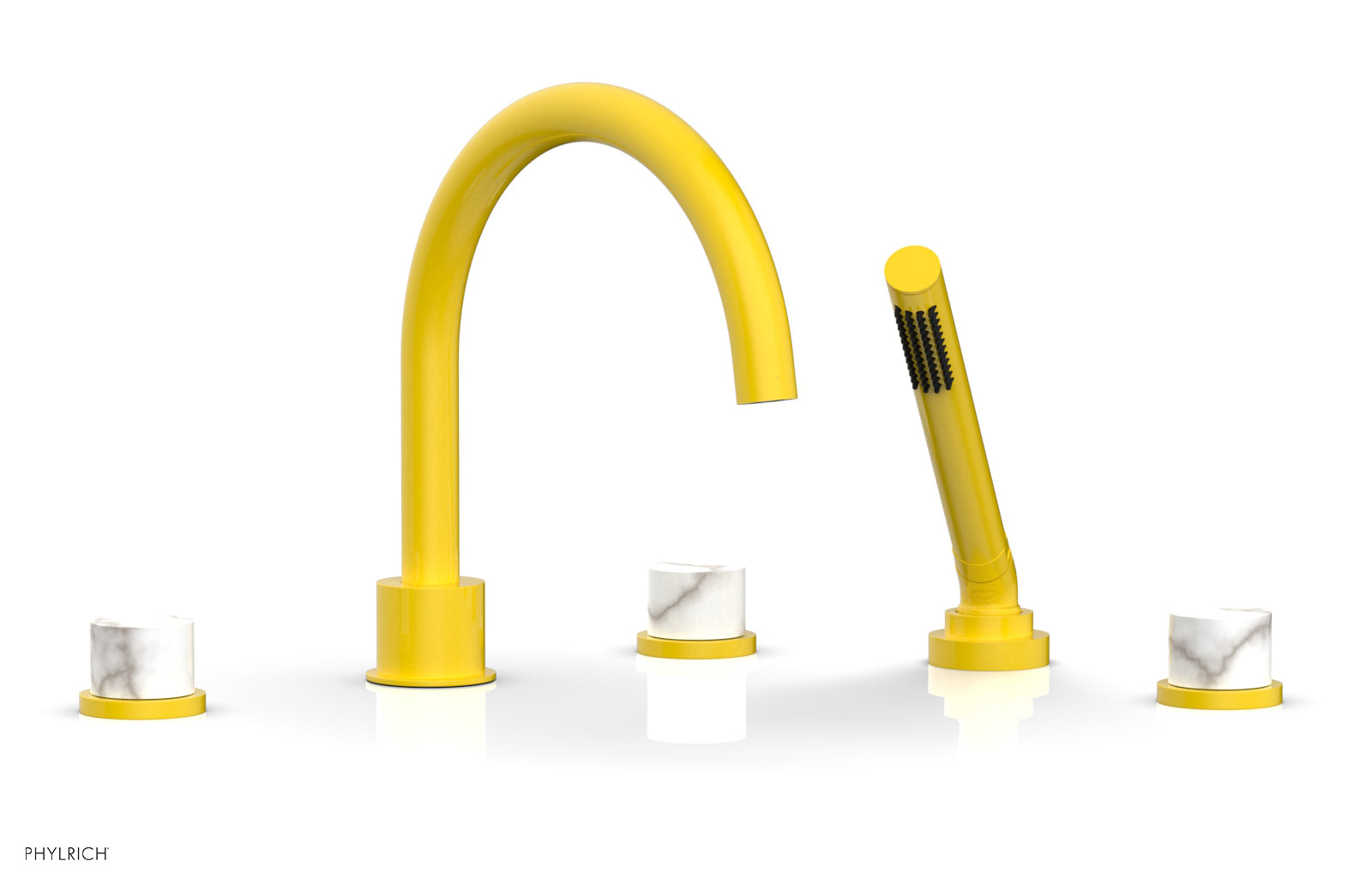 Phylrich BASIC II Deck Tub Set with Hand Shower - White Marble