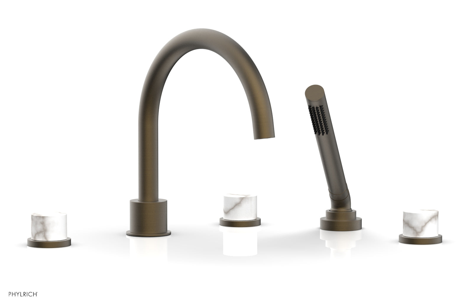 Phylrich BASIC II Deck Tub Set with Hand Shower - White Marble