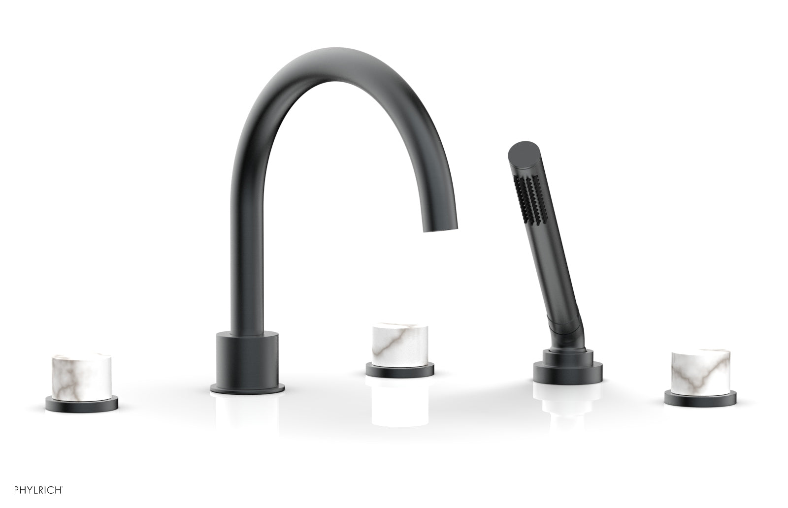 Phylrich BASIC II Deck Tub Set with Hand Shower - White Marble