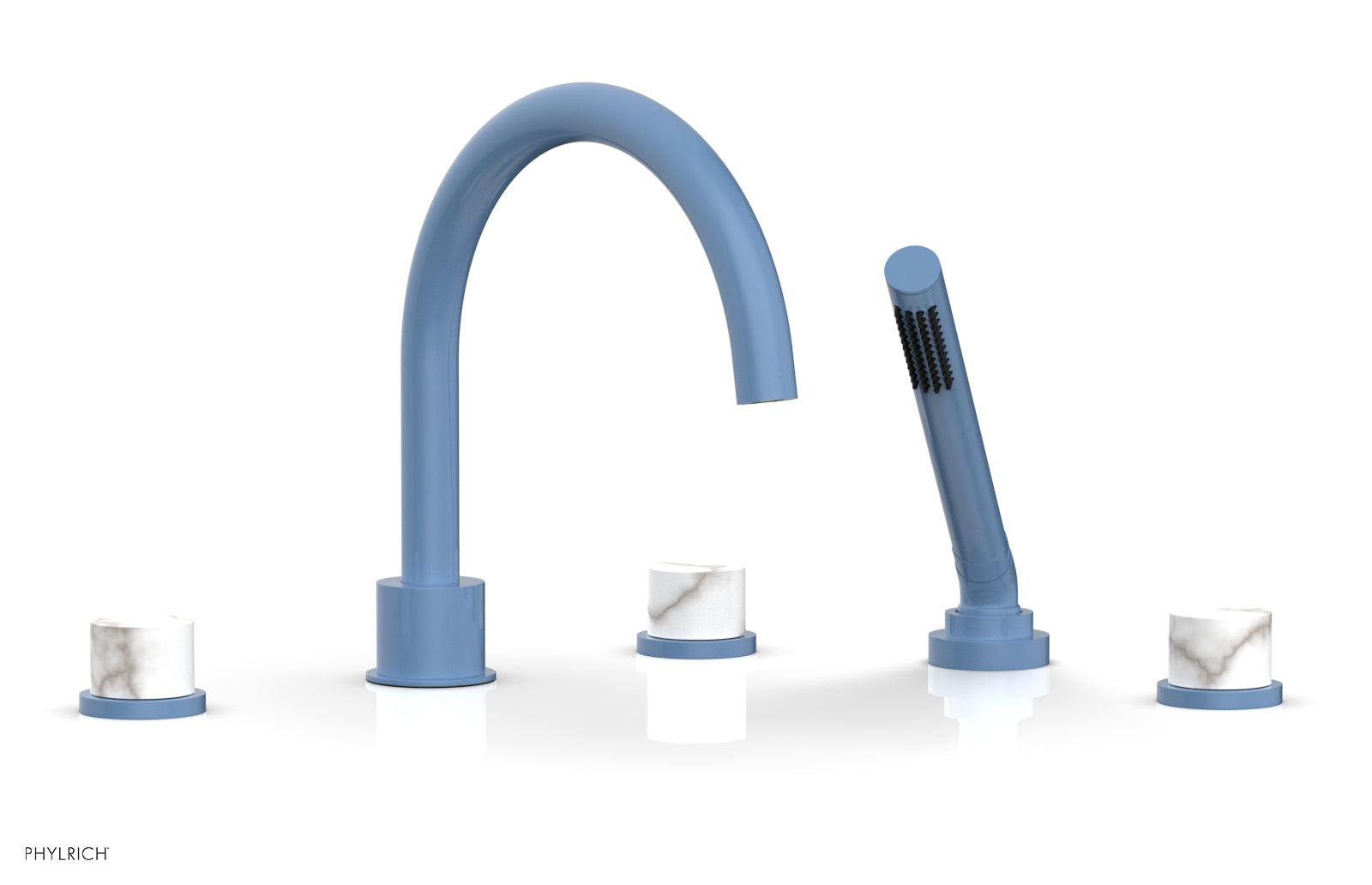 Phylrich BASIC II Deck Tub Set with Hand Shower - White Marble