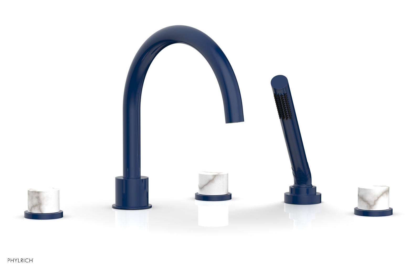 Phylrich BASIC II Deck Tub Set with Hand Shower - White Marble
