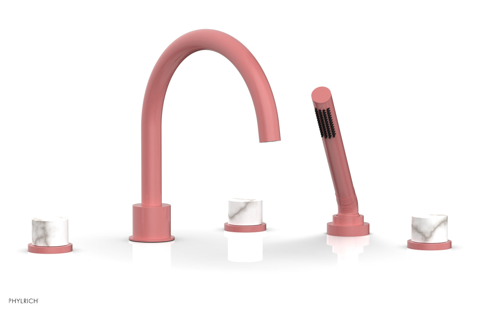 Phylrich BASIC II Deck Tub Set with Hand Shower - White Marble