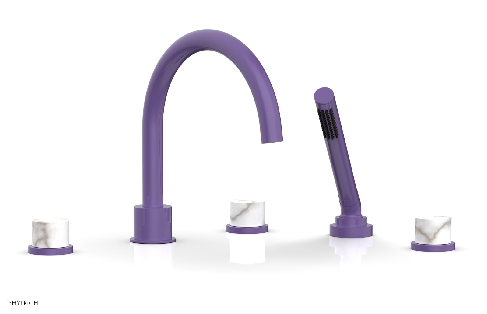 Phylrich BASIC II Deck Tub Set with Hand Shower - White Marble