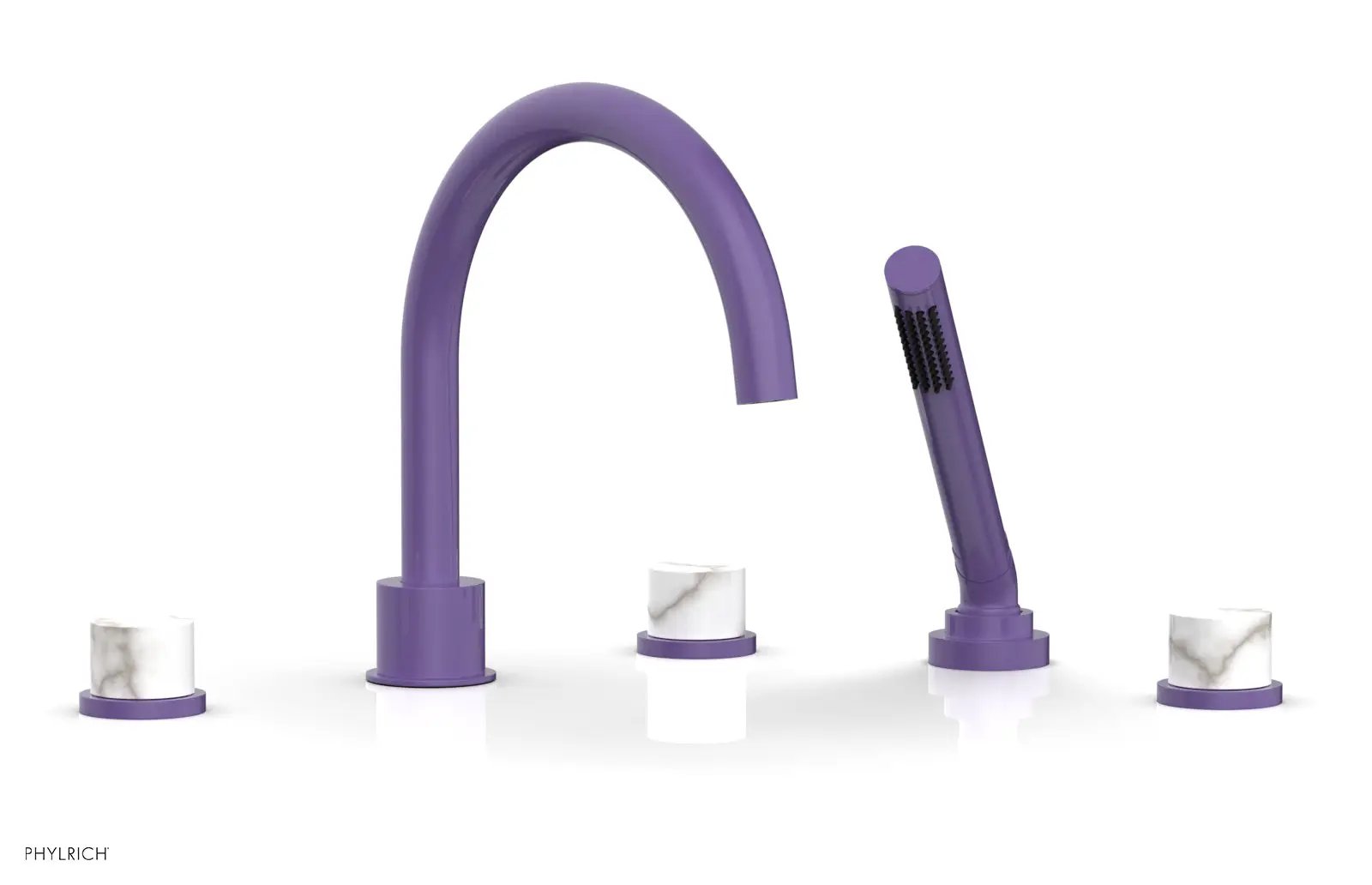 Phylrich BASIC II Deck Tub Set with Hand Shower - White Marble by Phylrich