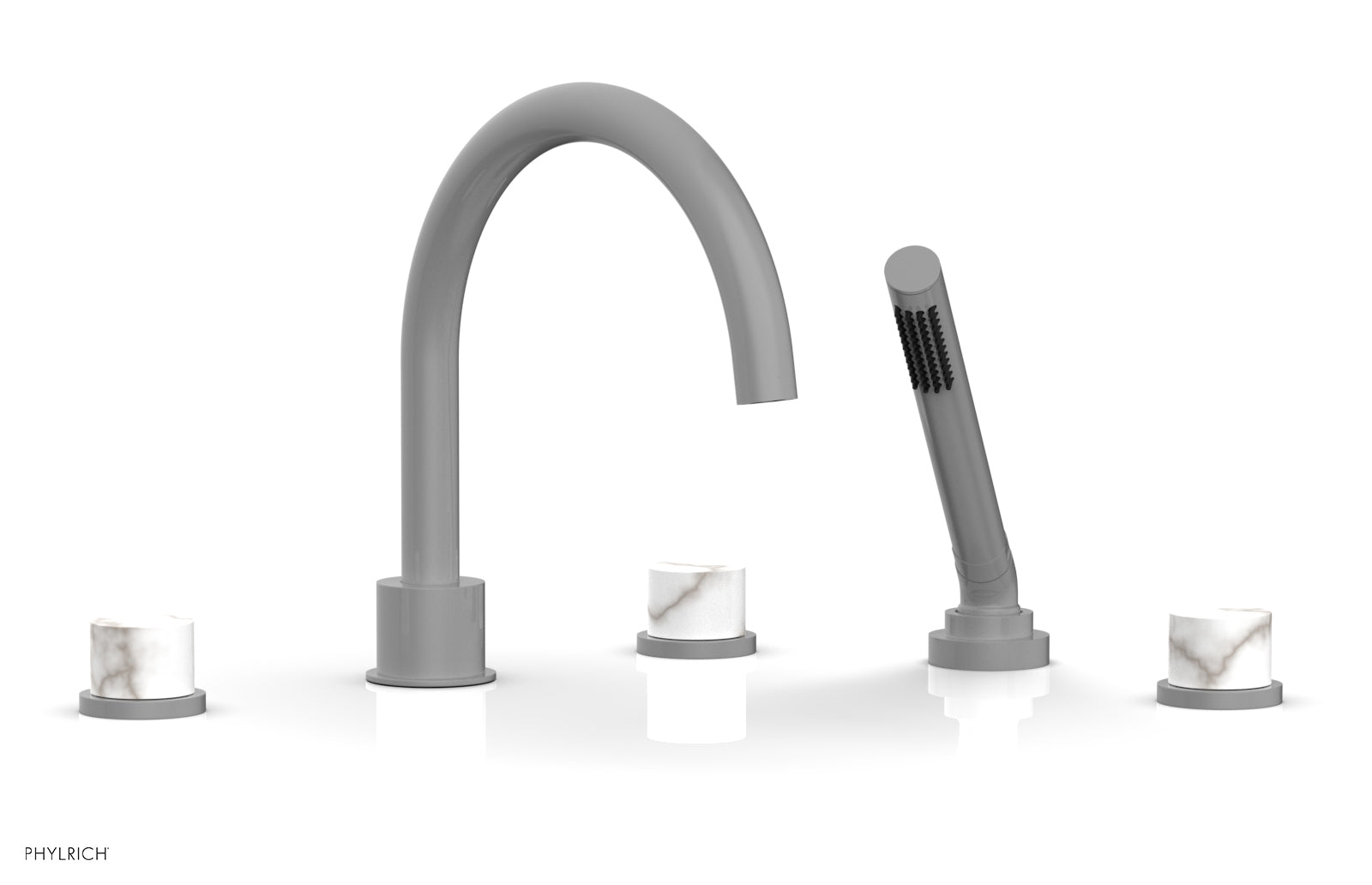 Phylrich BASIC II Deck Tub Set with Hand Shower - White Marble