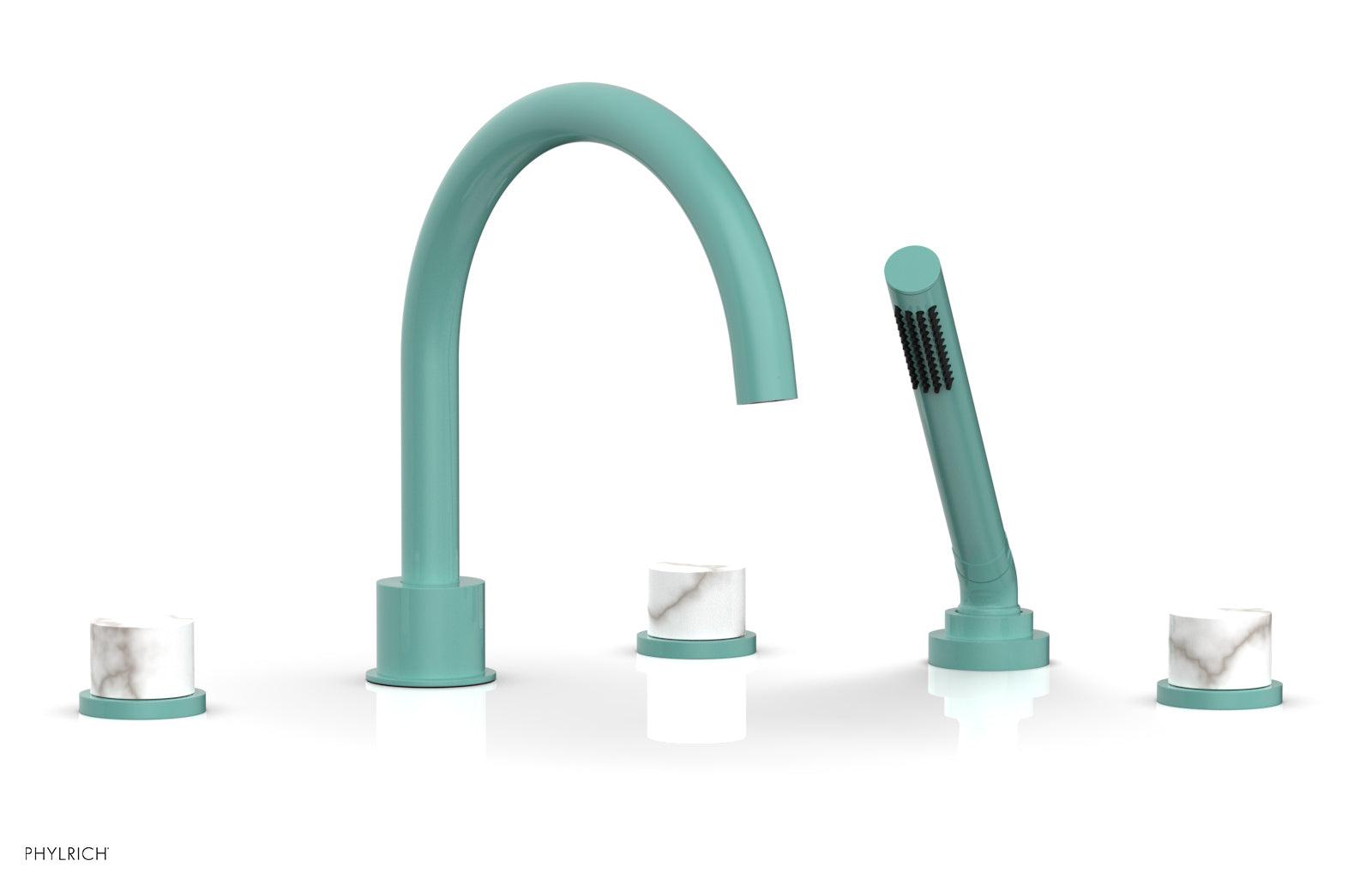 Phylrich BASIC II Deck Tub Set with Hand Shower - White Marble