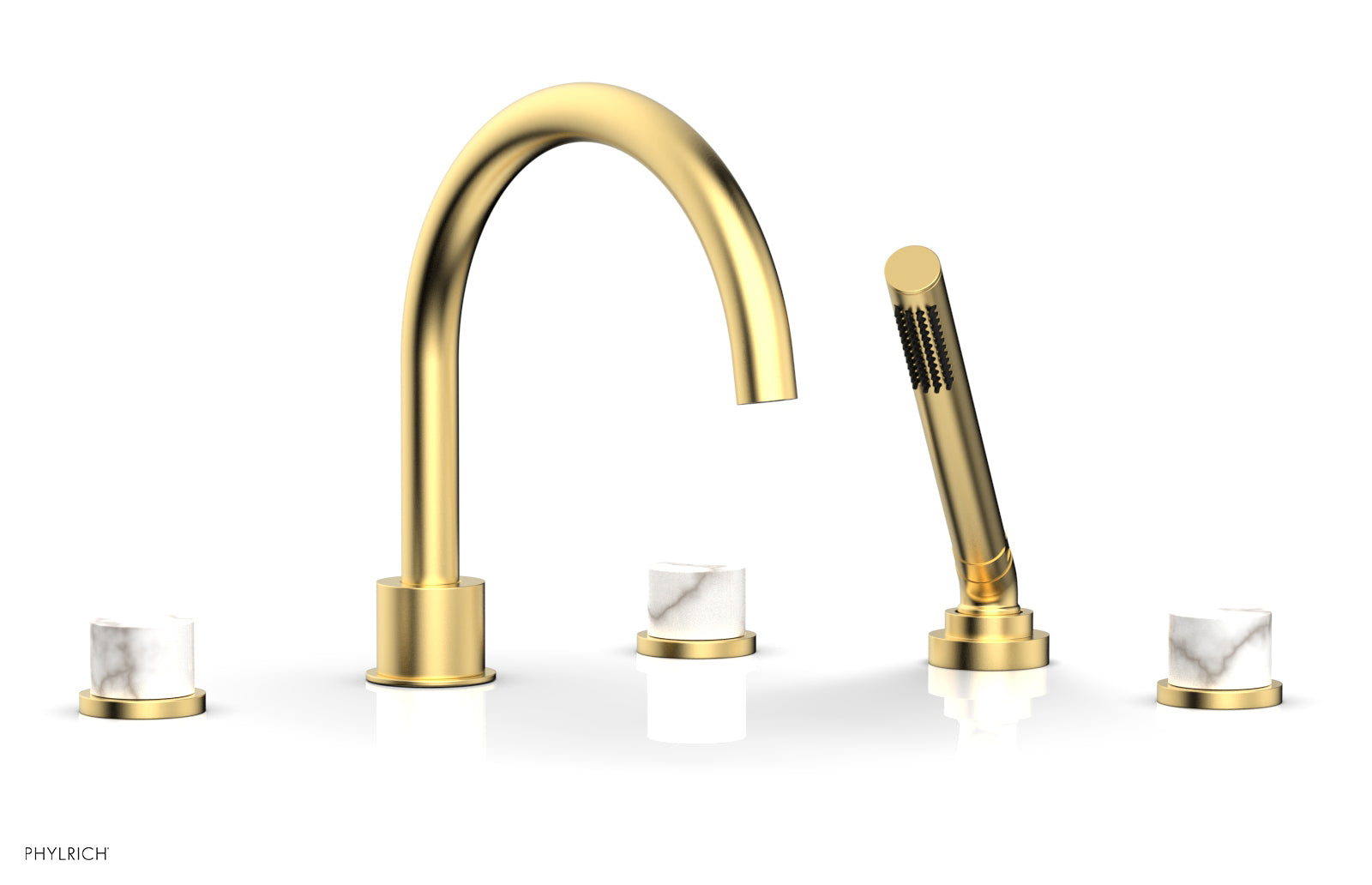 Phylrich BASIC II Deck Tub Set with Hand Shower - White Marble