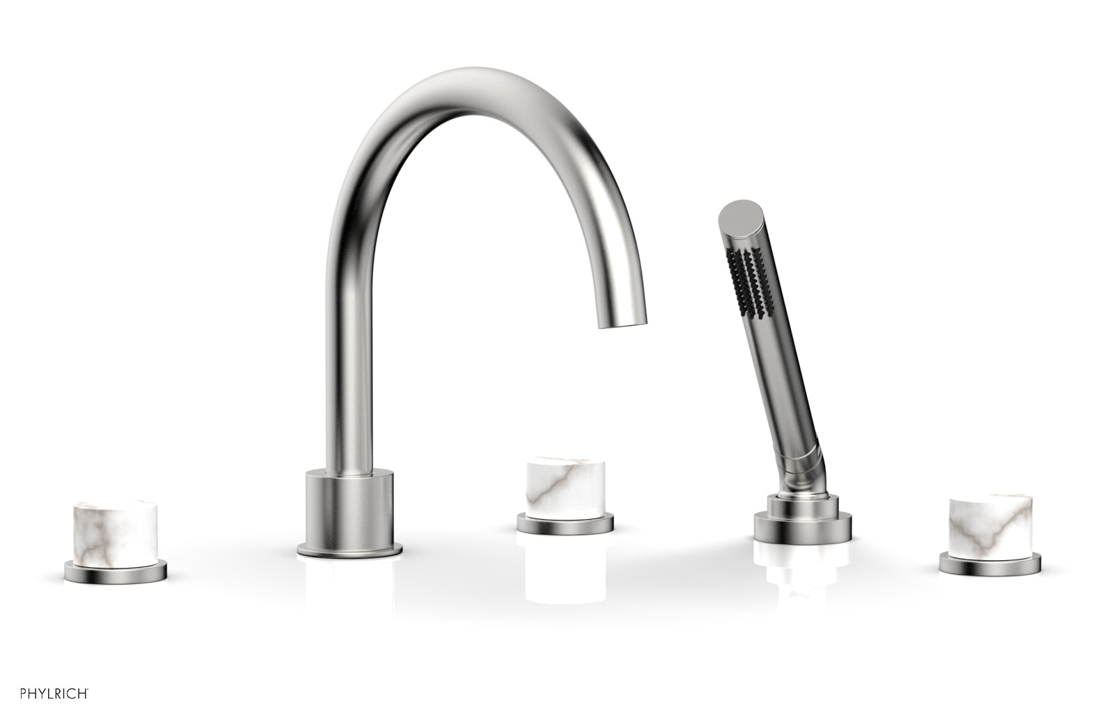 Phylrich BASIC II Deck Tub Set with Hand Shower - White Marble