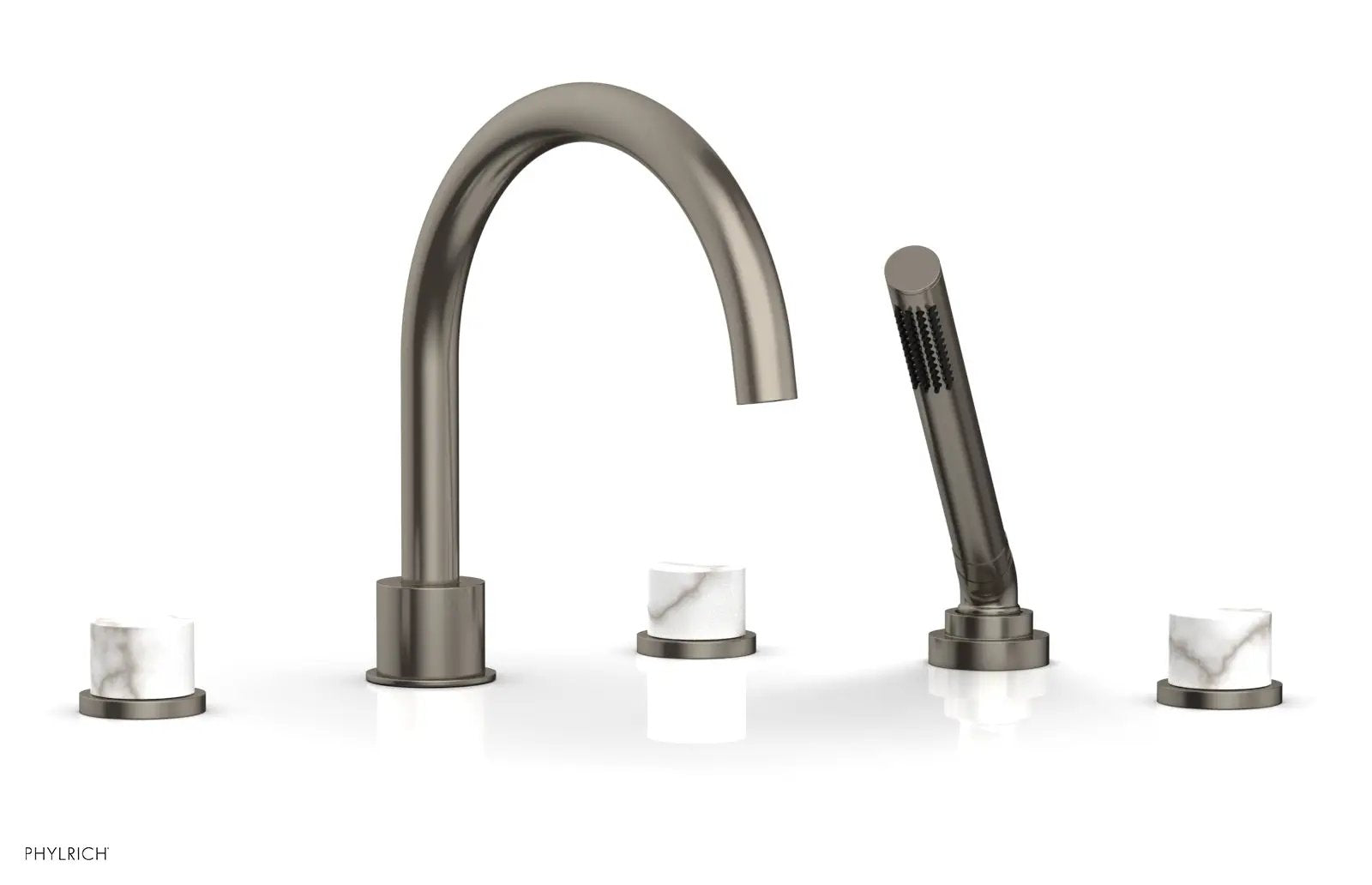 Phylrich BASIC II Deck Tub Set with Hand Shower - White Marble by Phylrich